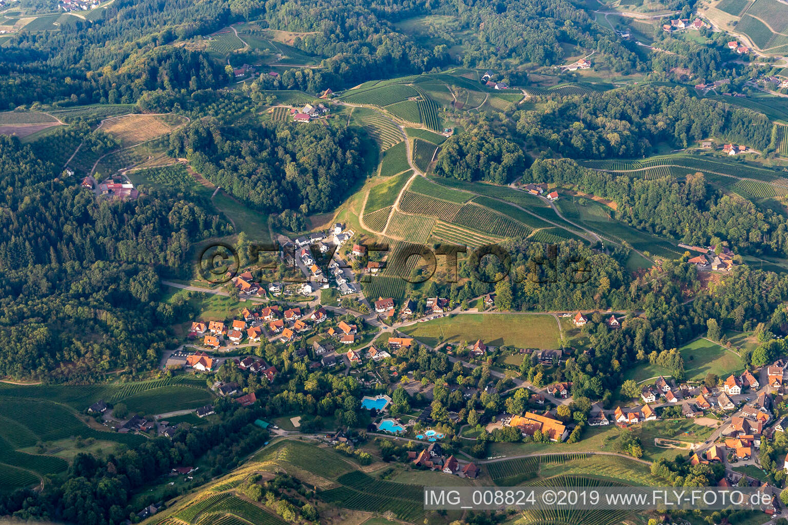 Vue aérienne de Piscine d'aventure en plein air à Sasbachwalden dans le département Bade-Wurtemberg, Allemagne