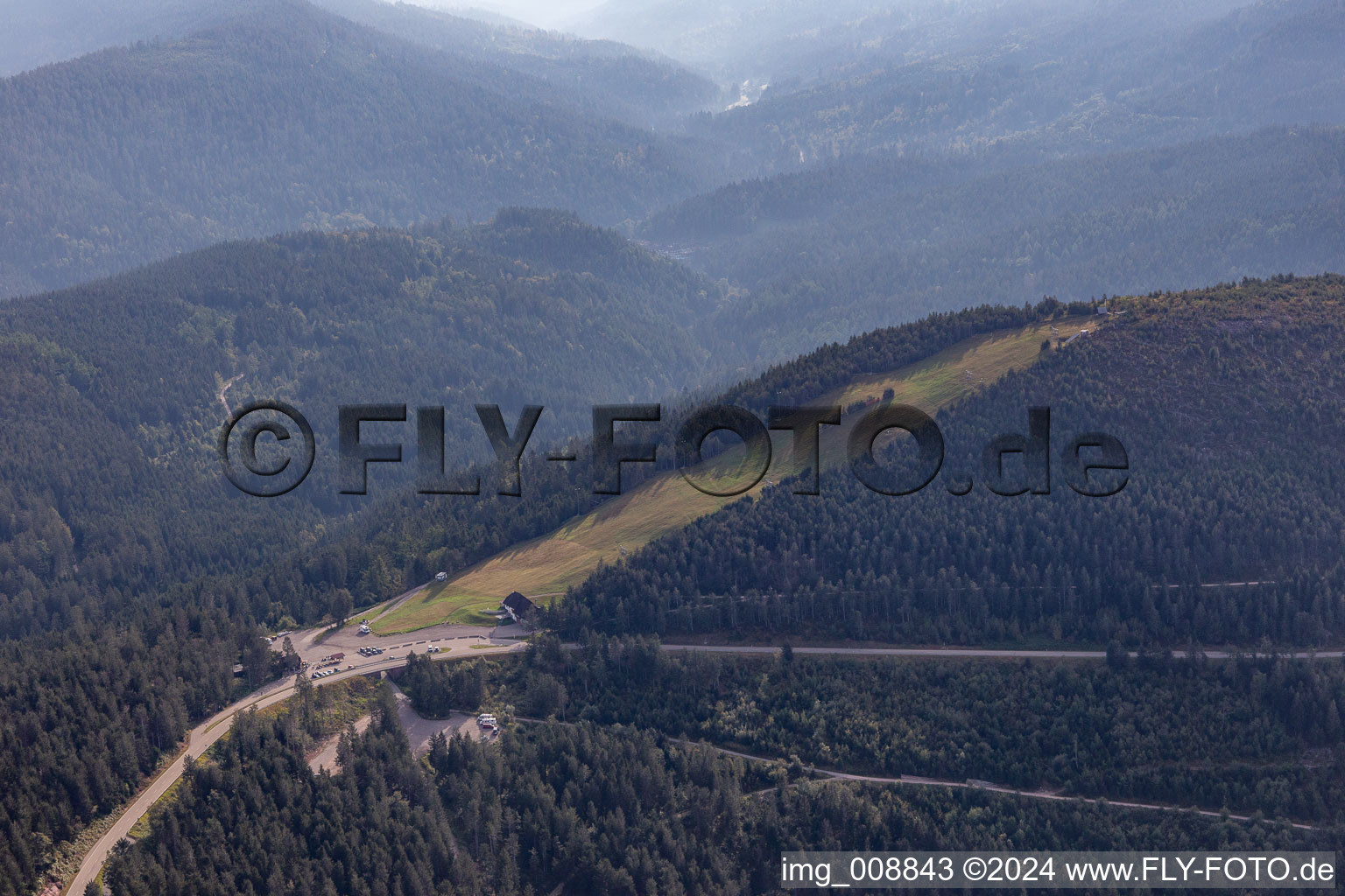 Vue aérienne de Seibelsecke, téléski et piste à Baiersbronn dans le département Bade-Wurtemberg, Allemagne