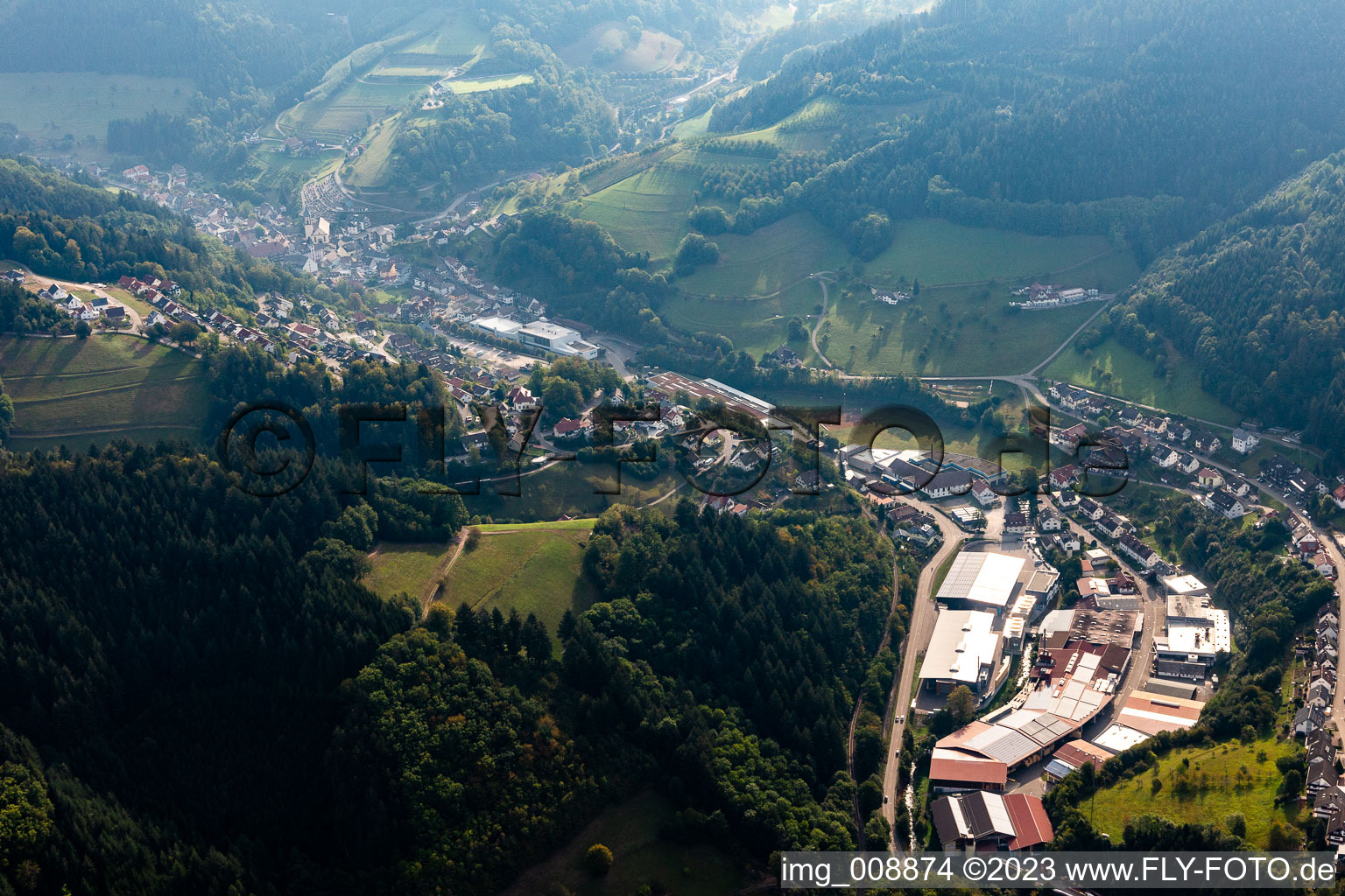Vue aérienne de Palettes Treyer à le quartier Bad Peterstal in Bad Peterstal-Griesbach dans le département Bade-Wurtemberg, Allemagne
