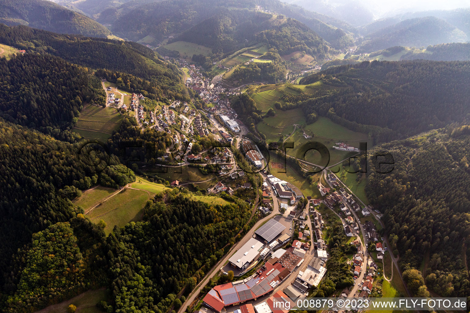Vue aérienne de Palettes Treyer à le quartier Bad Peterstal in Bad Peterstal-Griesbach dans le département Bade-Wurtemberg, Allemagne