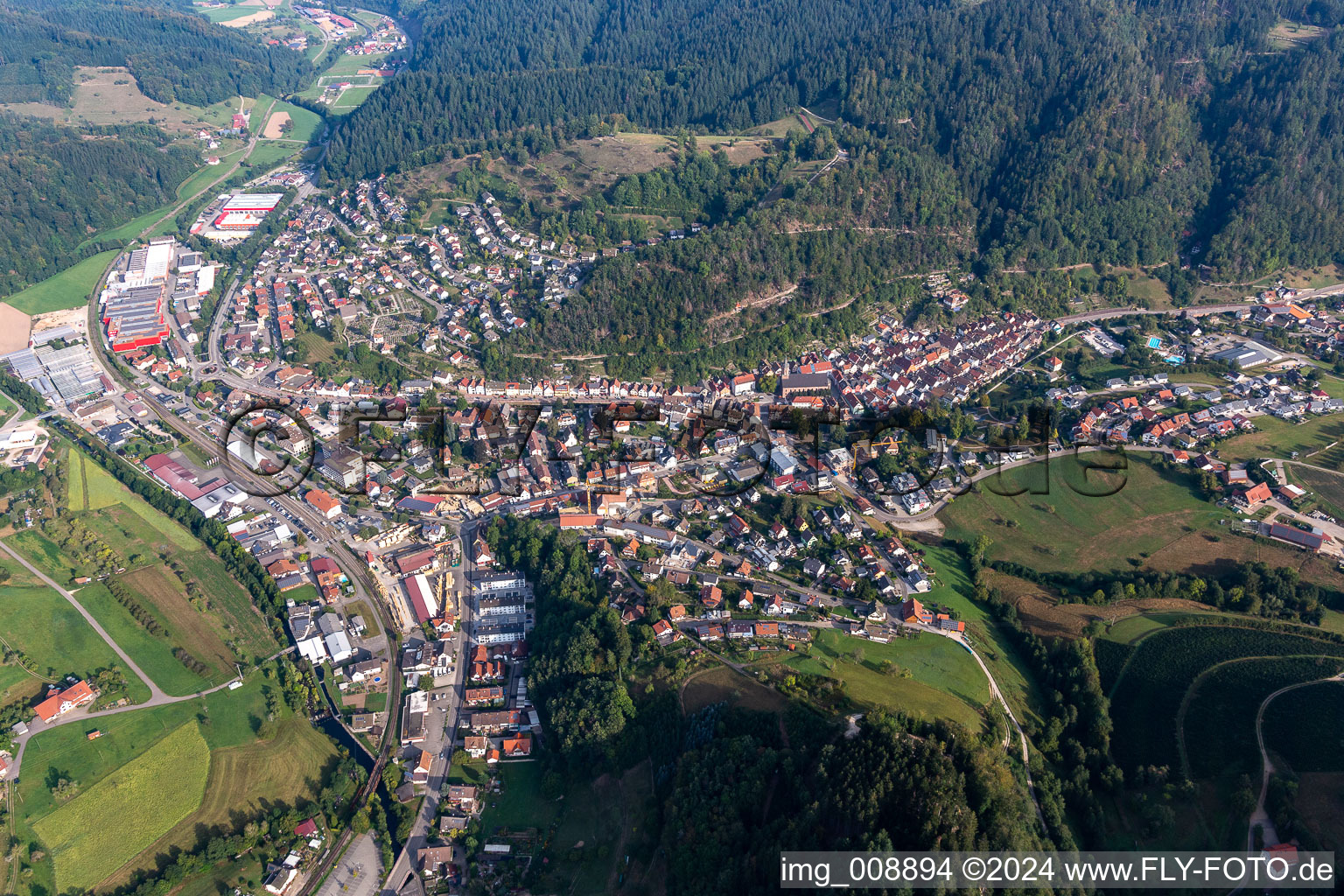 Photographie aérienne de Vue des rues et des maisons des quartiers résidentiels à Oppenau dans le département Bade-Wurtemberg, Allemagne