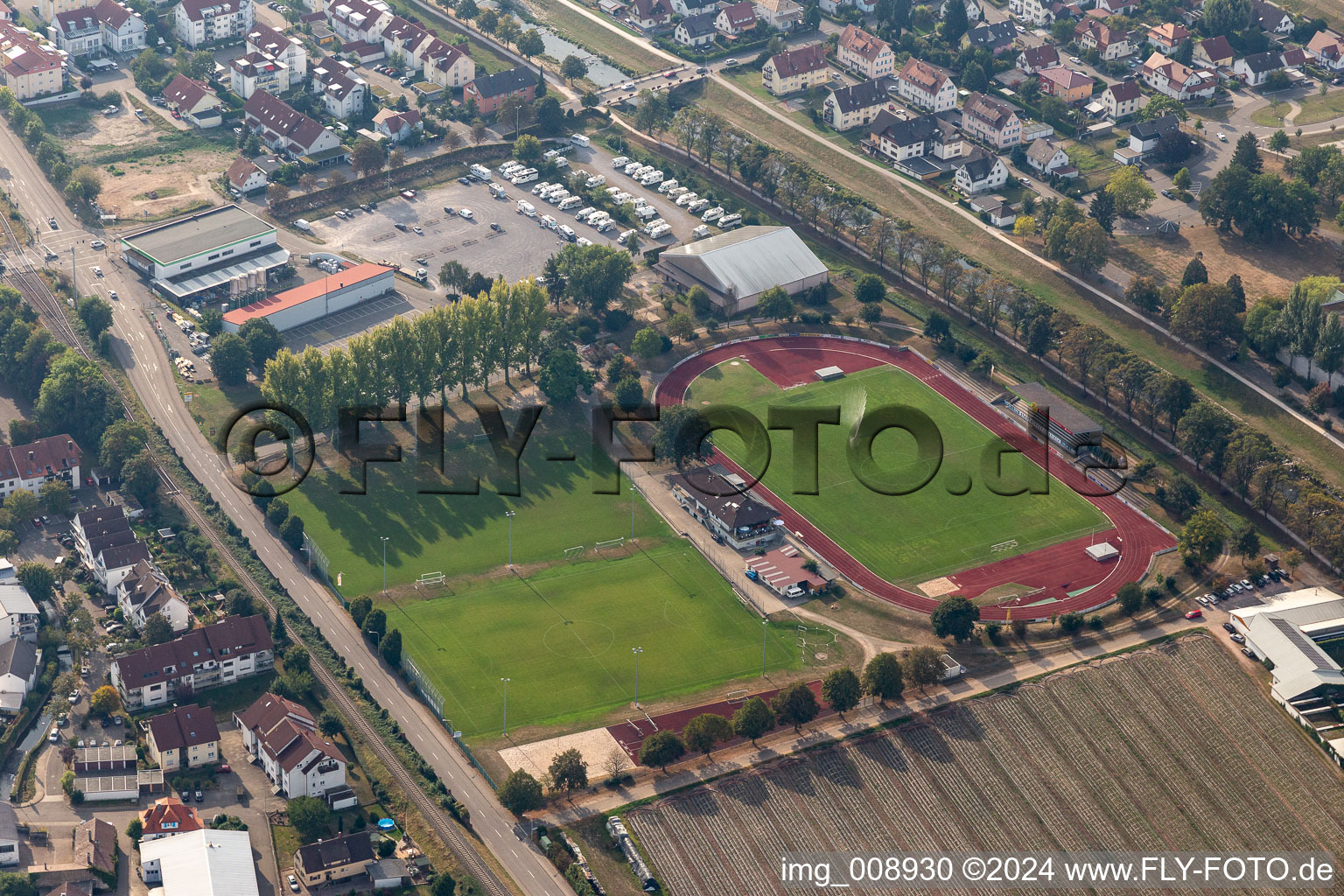 Vue aérienne de Stade de football Renchtalstadion à Oberkirch dans le département Bade-Wurtemberg, Allemagne