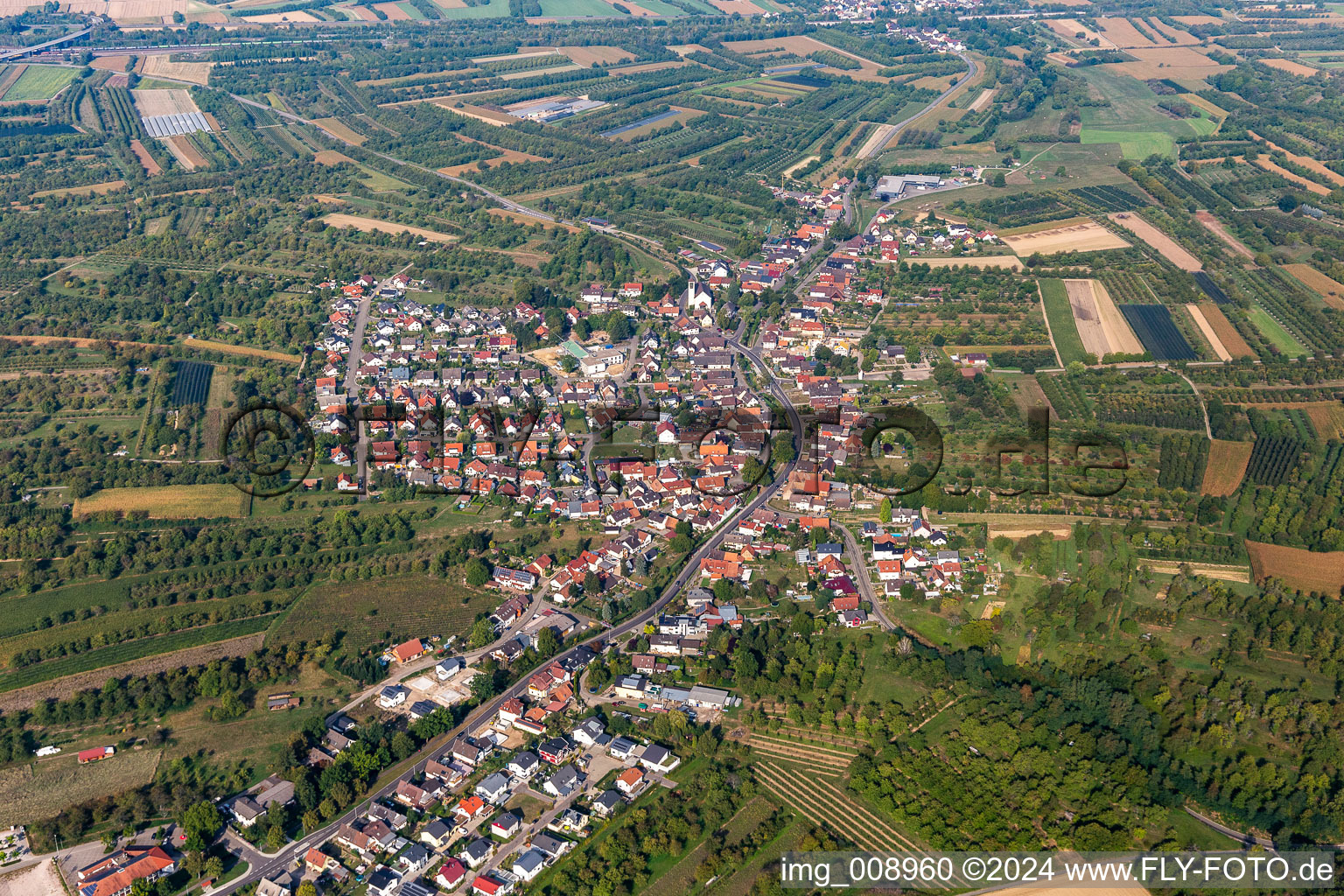 Vue aérienne de Quartier Ebersweier in Durbach dans le département Bade-Wurtemberg, Allemagne