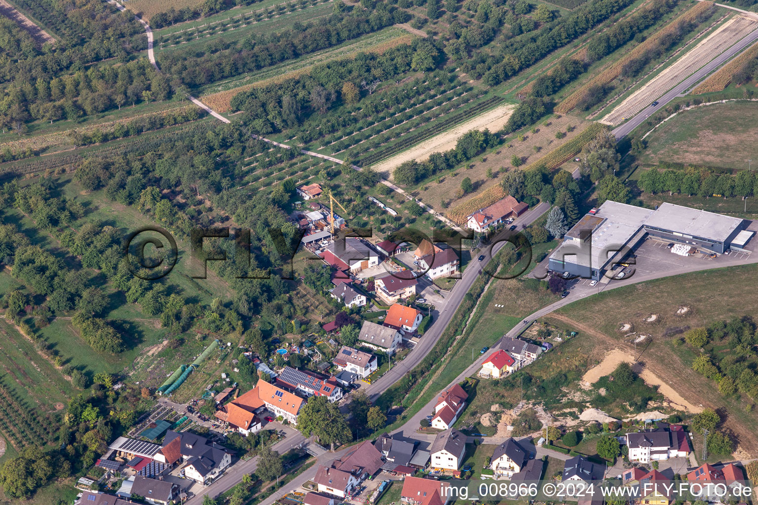 Vue aérienne de Spangenberger GmbH à le quartier Ebersweier in Durbach dans le département Bade-Wurtemberg, Allemagne