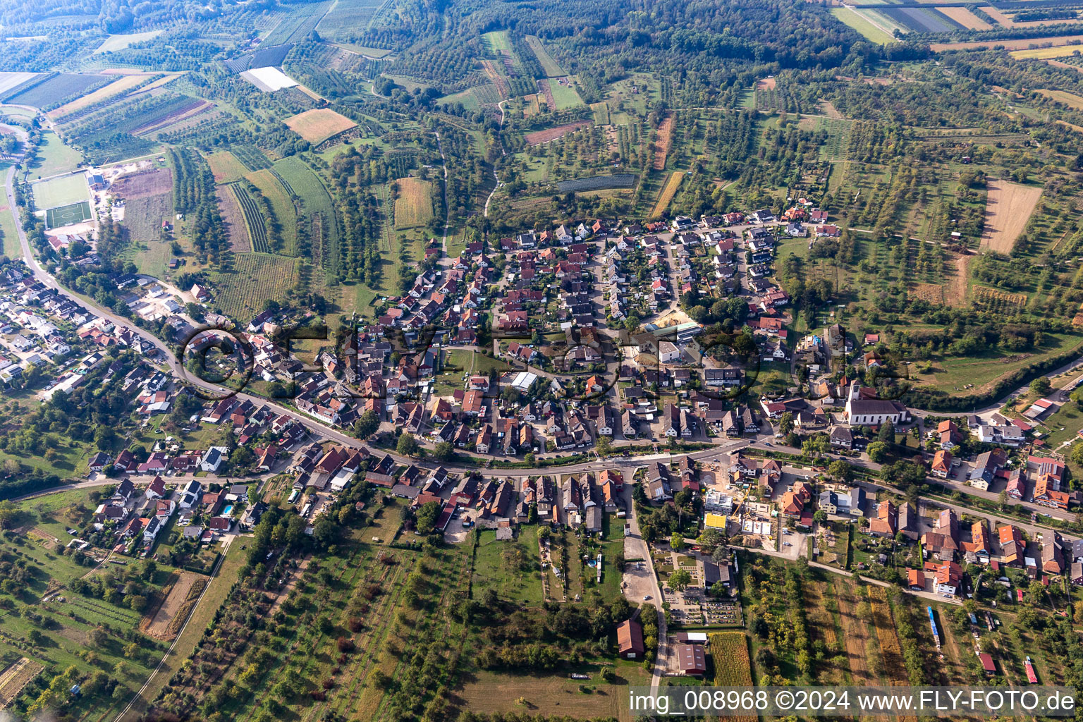 Vue oblique de Quartier Ebersweier in Durbach dans le département Bade-Wurtemberg, Allemagne