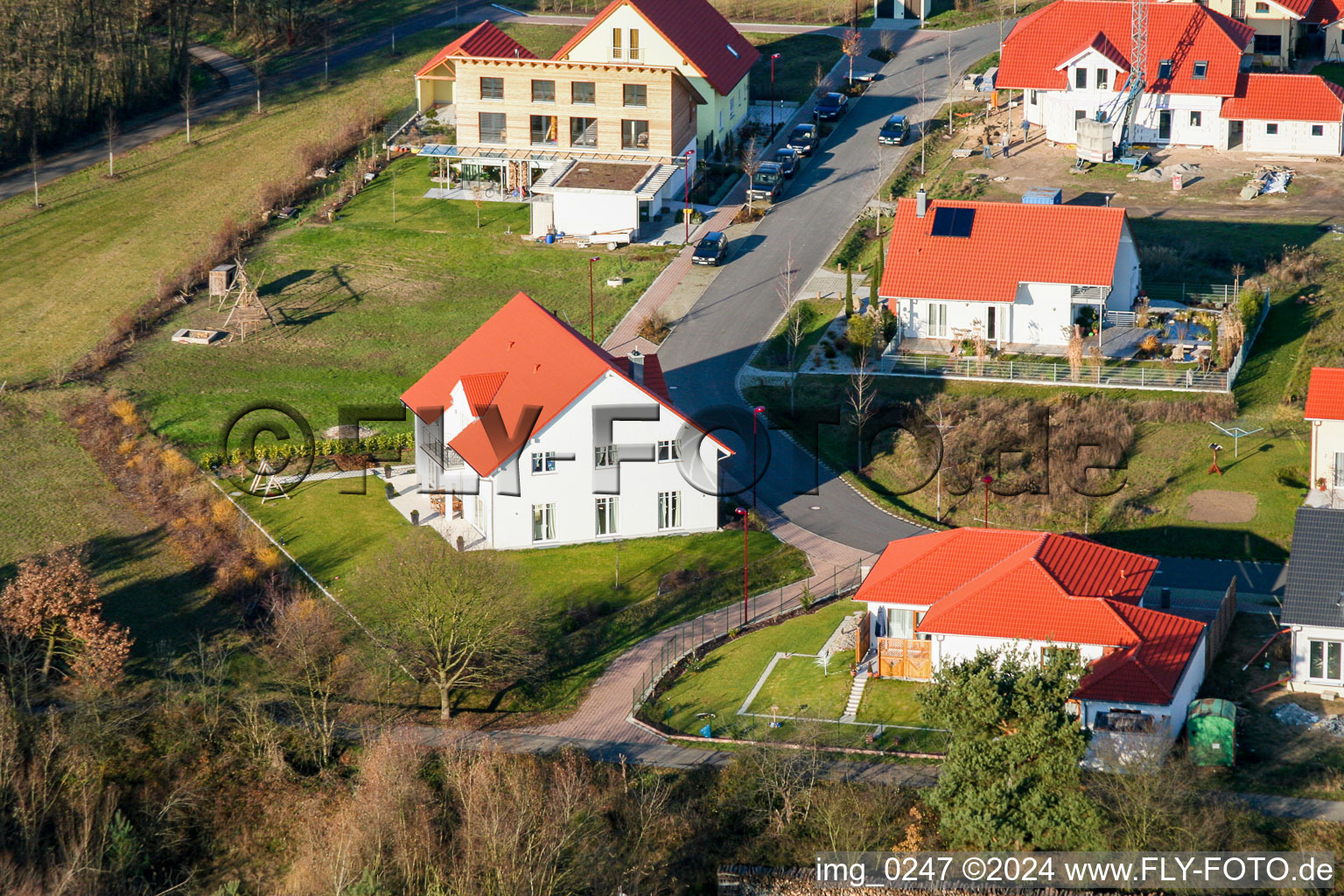 Nouvelle zone de développement au Tongruben à Rheinzabern dans le département Rhénanie-Palatinat, Allemagne vue du ciel