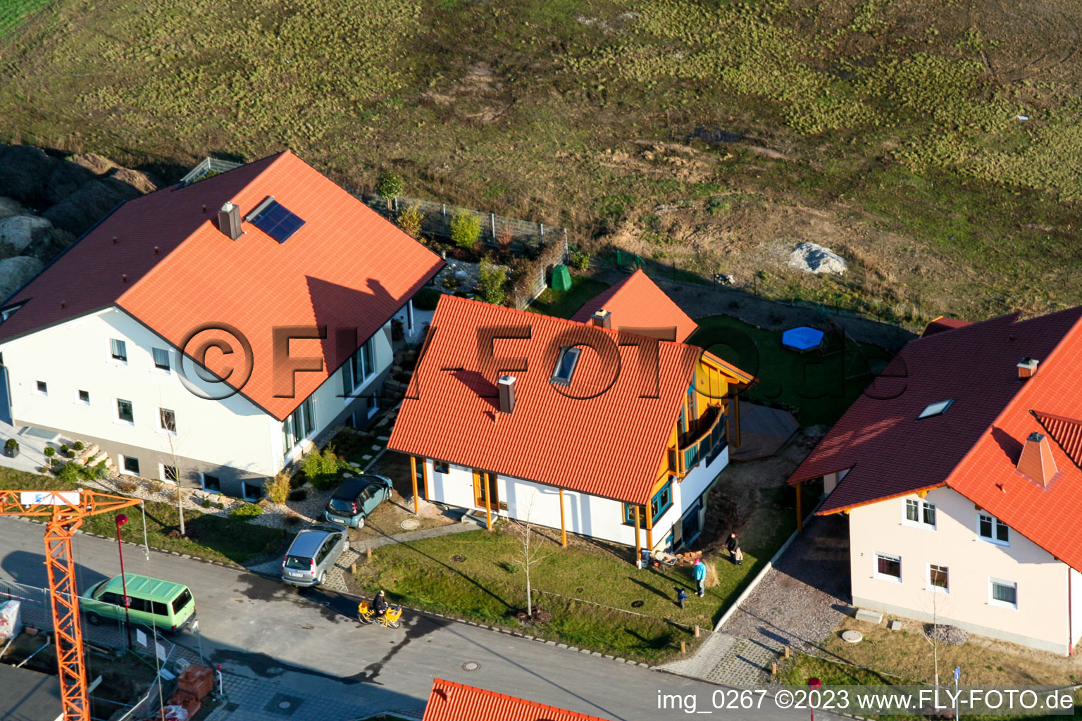 Nouvelle zone de développement au Tongruben à Rheinzabern dans le département Rhénanie-Palatinat, Allemagne hors des airs