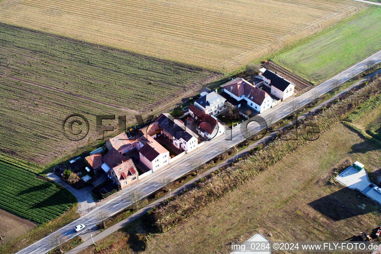 Vue aérienne de Jockgrimerstr à Rheinzabern dans le département Rhénanie-Palatinat, Allemagne