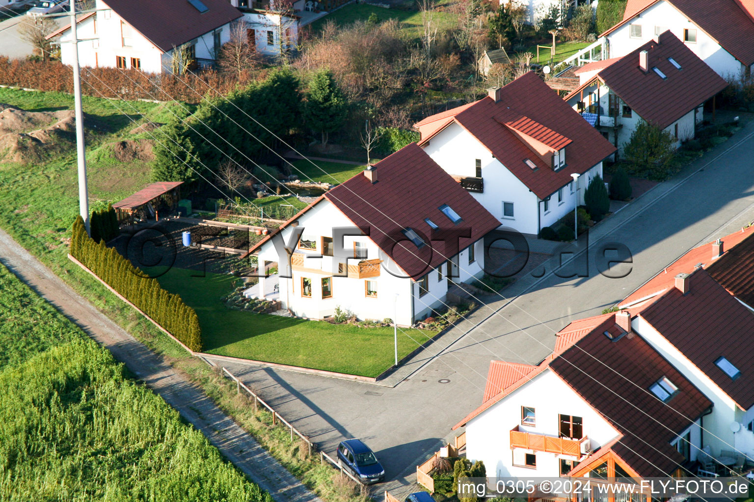 Nouvelle zone de développement au Tongruben à Rheinzabern dans le département Rhénanie-Palatinat, Allemagne vue d'en haut