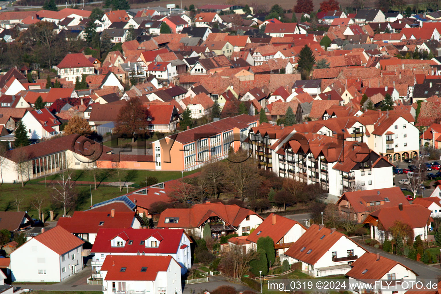 Vue aérienne de Rheinzabern dans le département Rhénanie-Palatinat, Allemagne