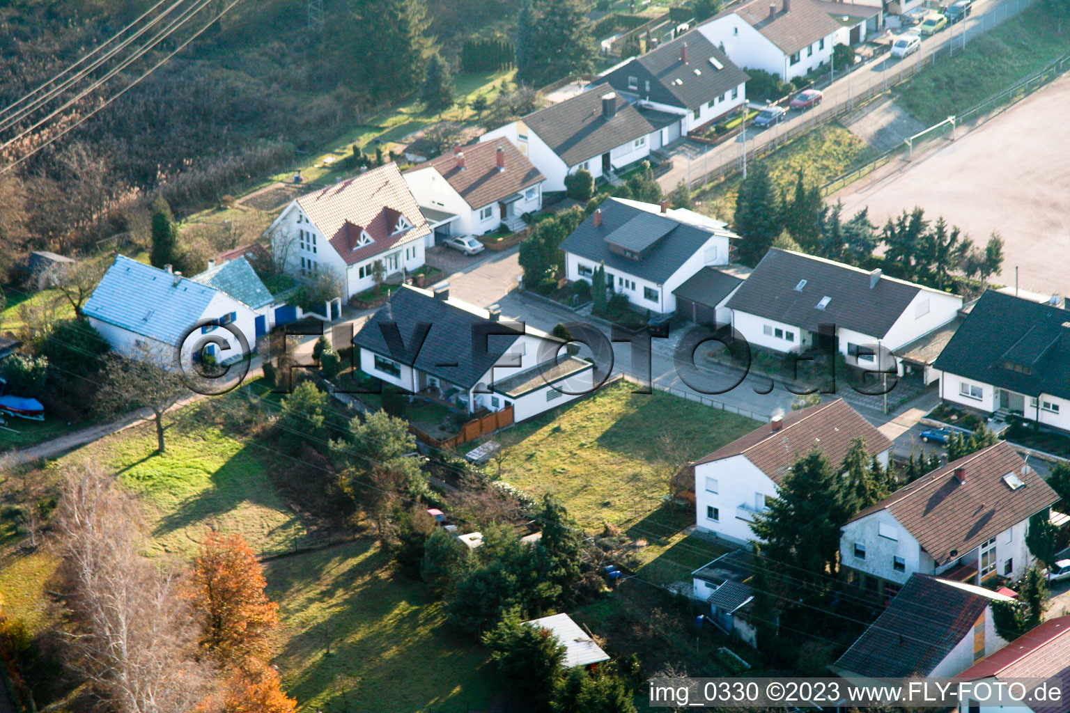 Vue aérienne de Jockgrim dans le département Rhénanie-Palatinat, Allemagne