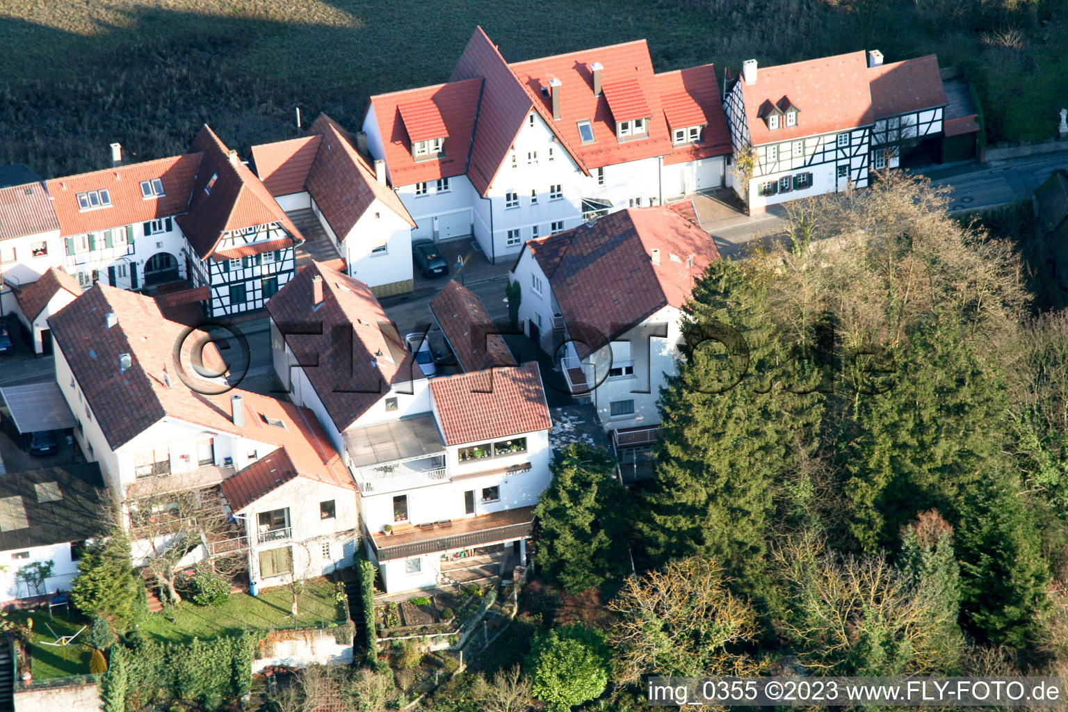 Vue d'oiseau de Ludwigstr. à Jockgrim dans le département Rhénanie-Palatinat, Allemagne