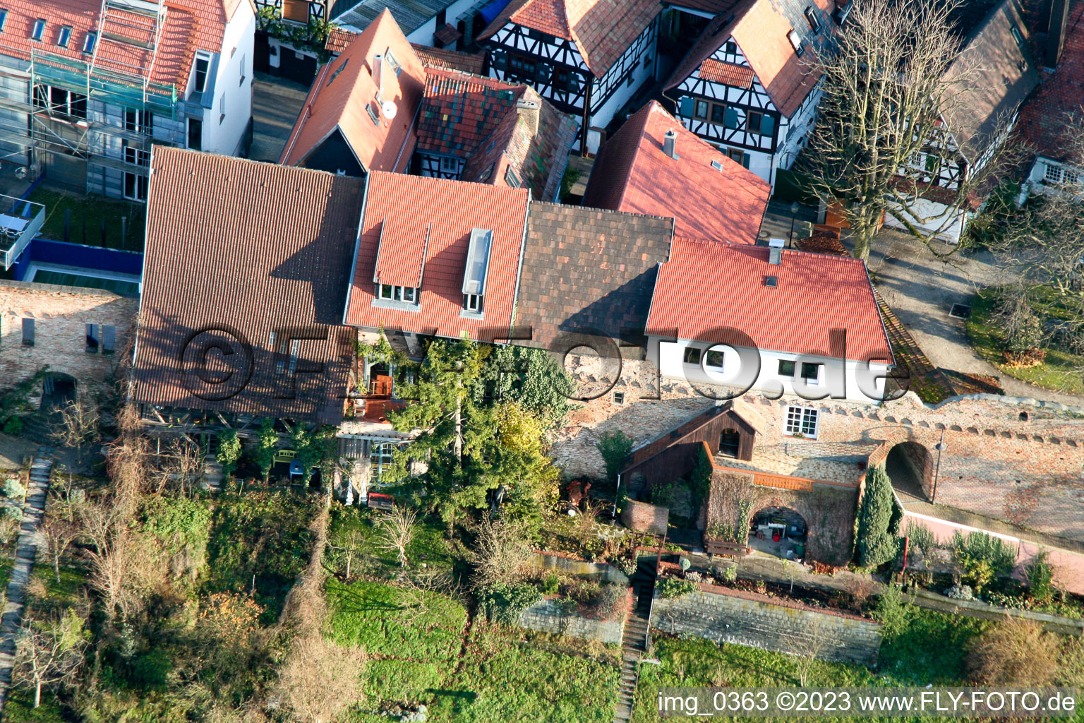 Ludwigstr. à Jockgrim dans le département Rhénanie-Palatinat, Allemagne vu d'un drone