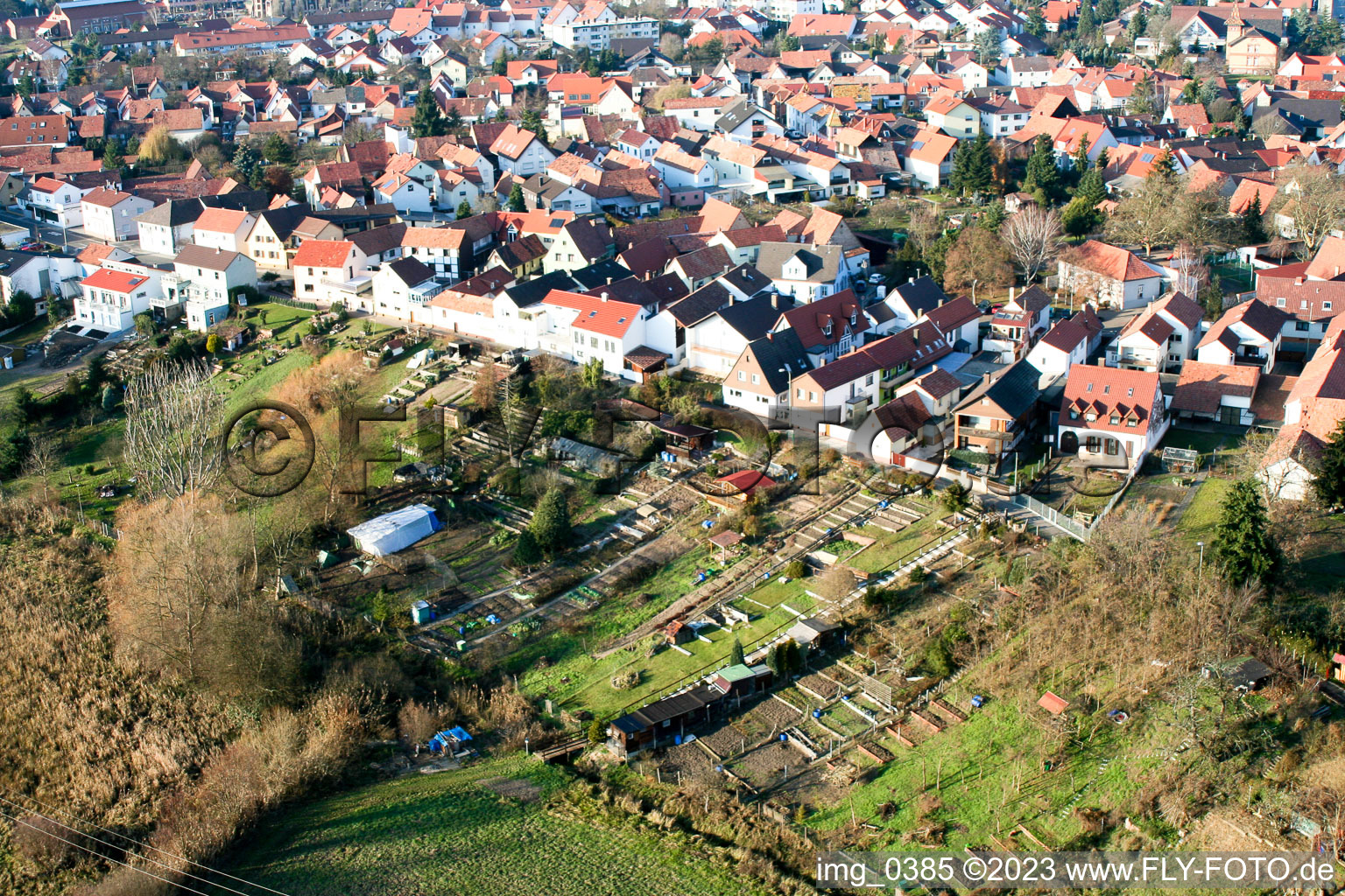 Vue aérienne de Bahnhofstr. à Jockgrim dans le département Rhénanie-Palatinat, Allemagne
