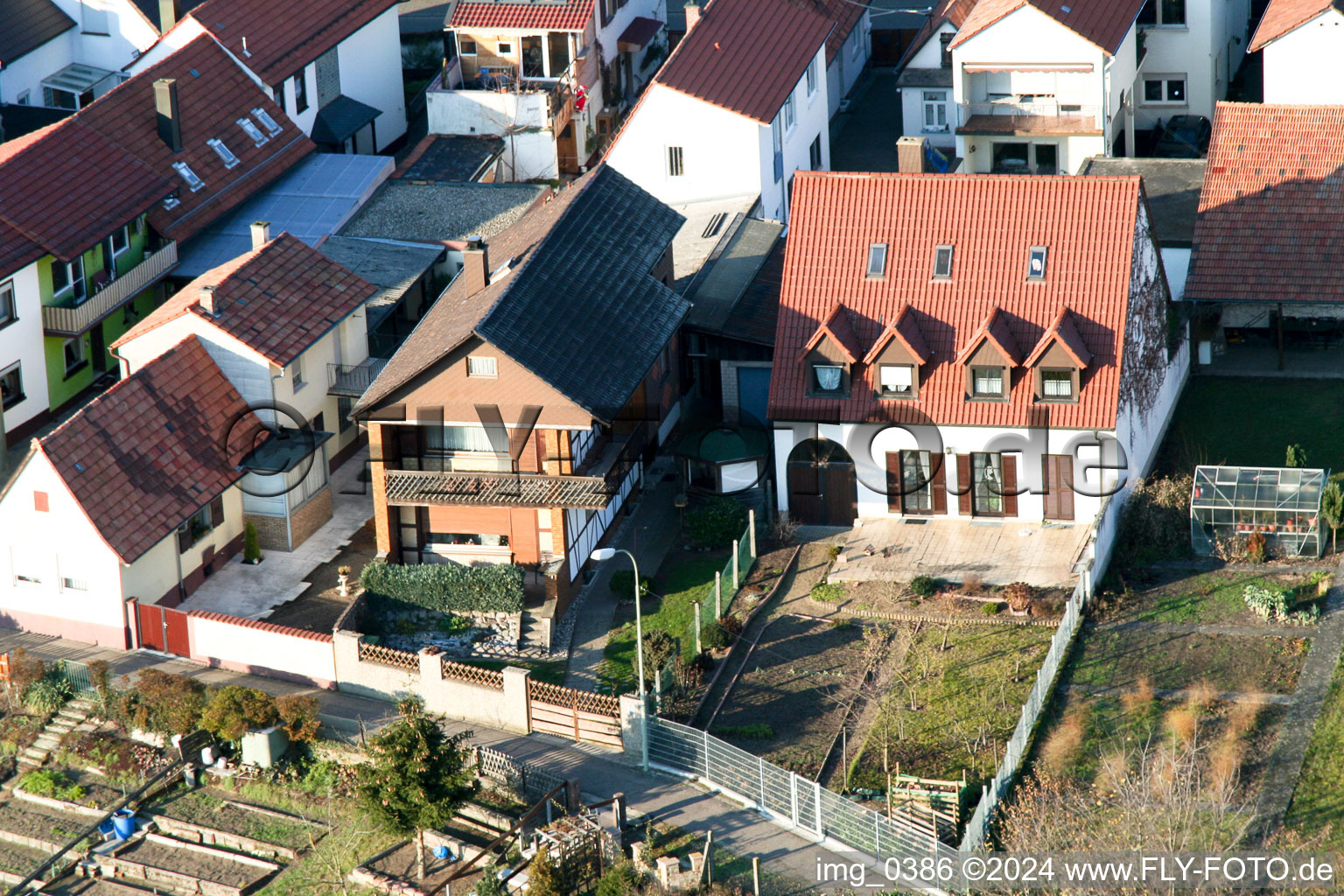 Vue aérienne de Bahnhofstr. à Jockgrim dans le département Rhénanie-Palatinat, Allemagne