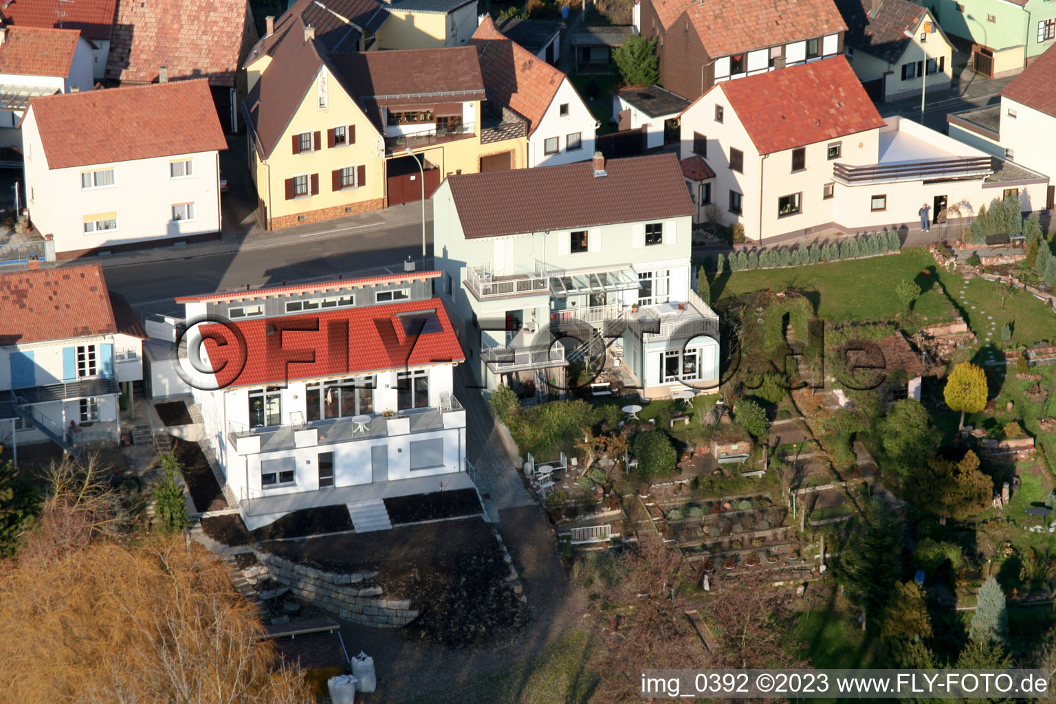 Bahnhofstr. à Jockgrim dans le département Rhénanie-Palatinat, Allemagne vue d'en haut