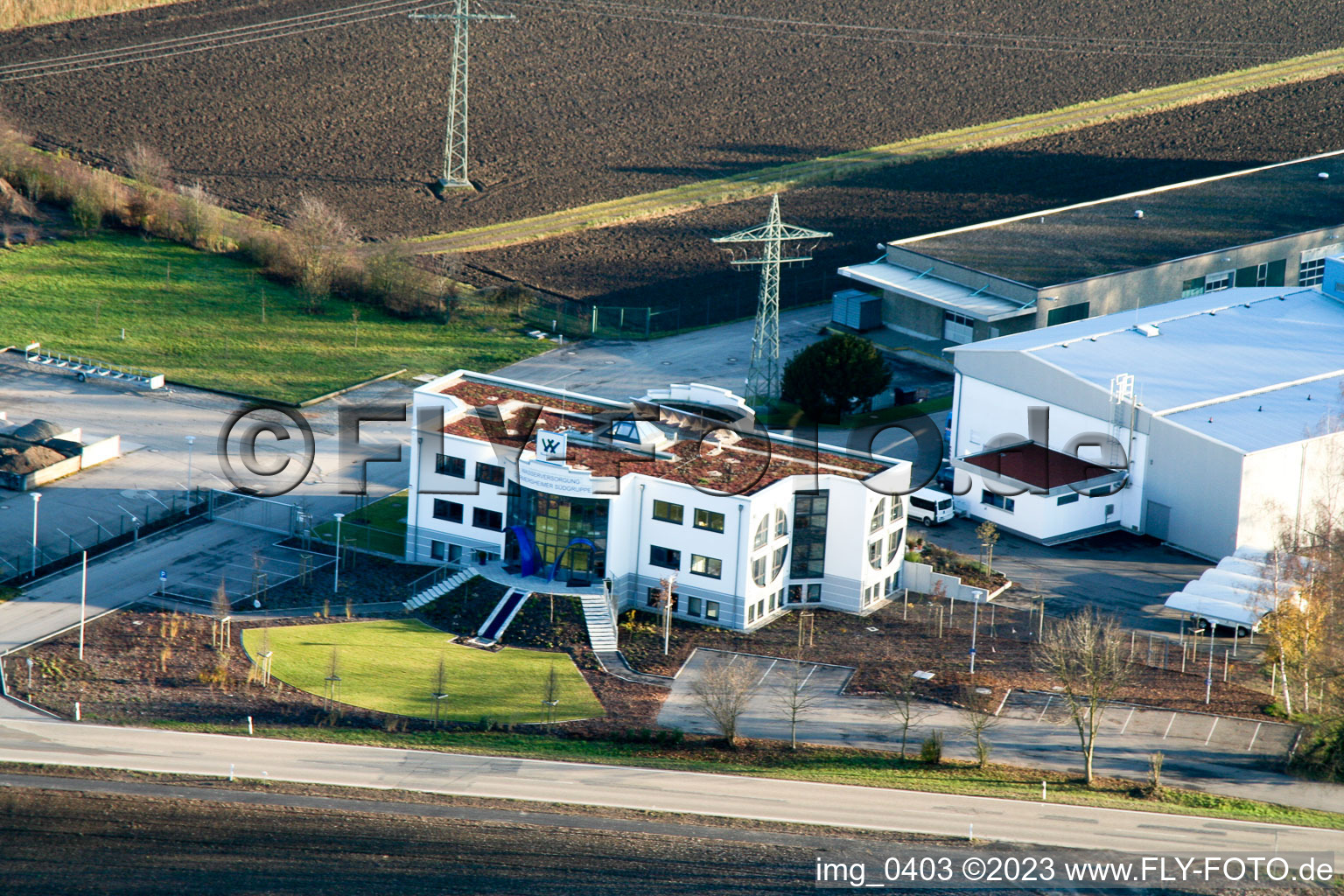 Vue aérienne de Alimentation en eau de Germersheim à Jockgrim dans le département Rhénanie-Palatinat, Allemagne