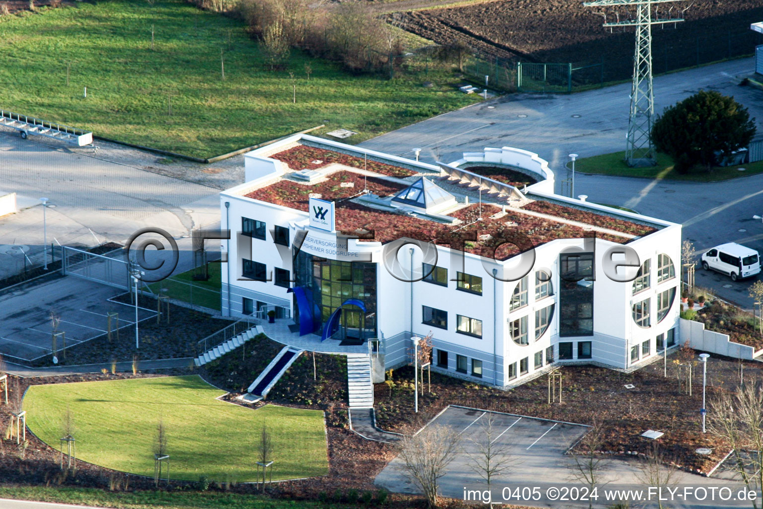 Vue aérienne de Association spéciale pour l'approvisionnement en eau Germersheimer Südgruppe Kö.d.ö.R à Jockgrim dans le département Rhénanie-Palatinat, Allemagne