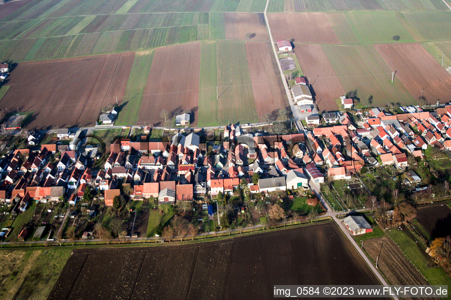 Vue aérienne de Centre à Freckenfeld dans le département Rhénanie-Palatinat, Allemagne