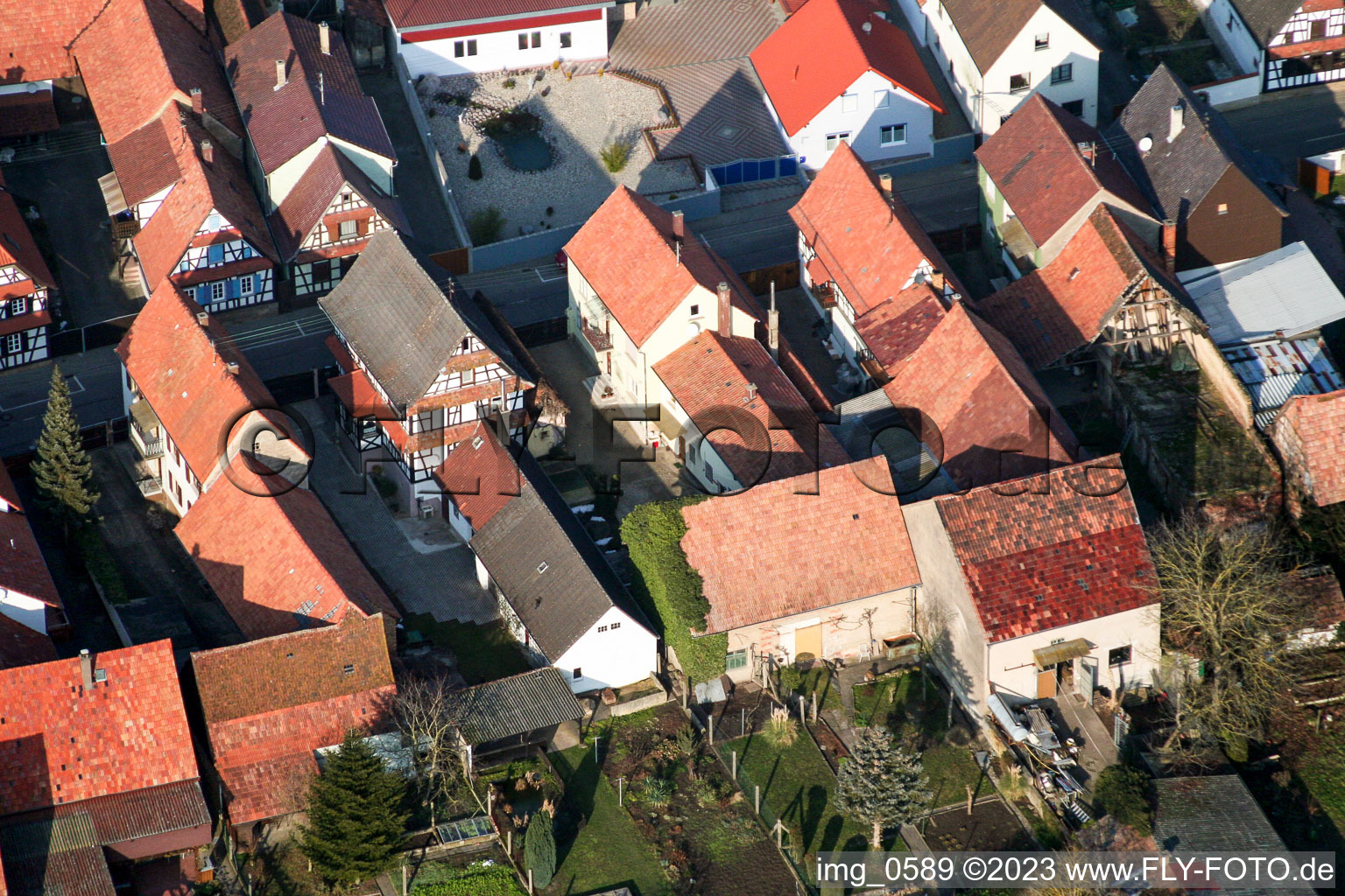 Photographie aérienne de Chemin de Bach à Freckenfeld dans le département Rhénanie-Palatinat, Allemagne