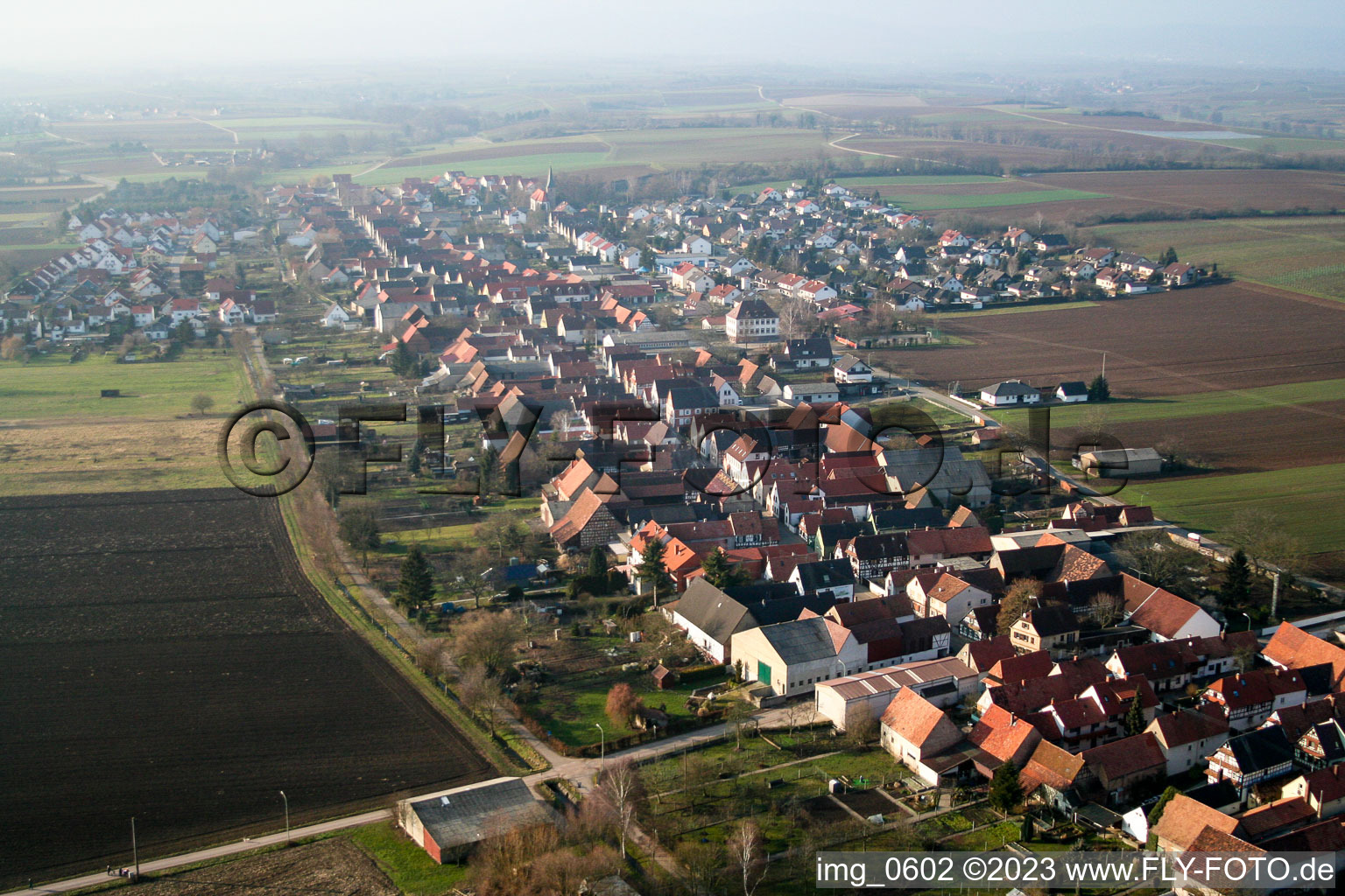 Vue aérienne de Ouest à Freckenfeld dans le département Rhénanie-Palatinat, Allemagne