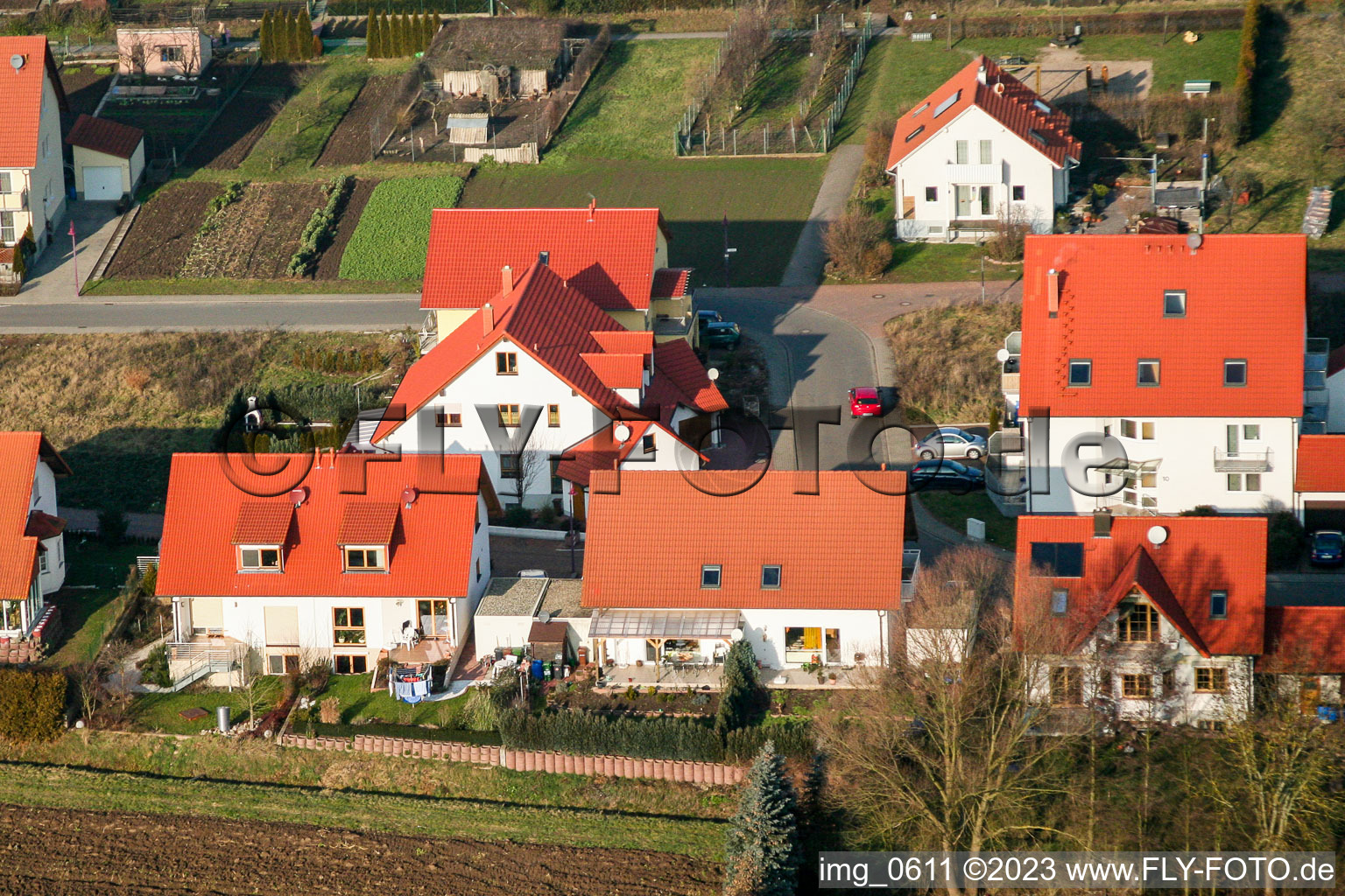 Vue aérienne de Lièvre attrapant à Freckenfeld dans le département Rhénanie-Palatinat, Allemagne