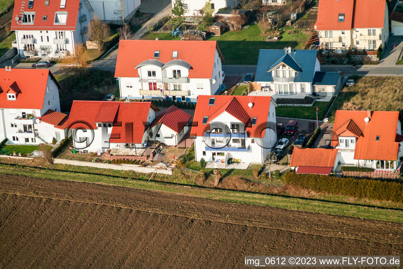 Photographie aérienne de Lièvre attrapant à Freckenfeld dans le département Rhénanie-Palatinat, Allemagne