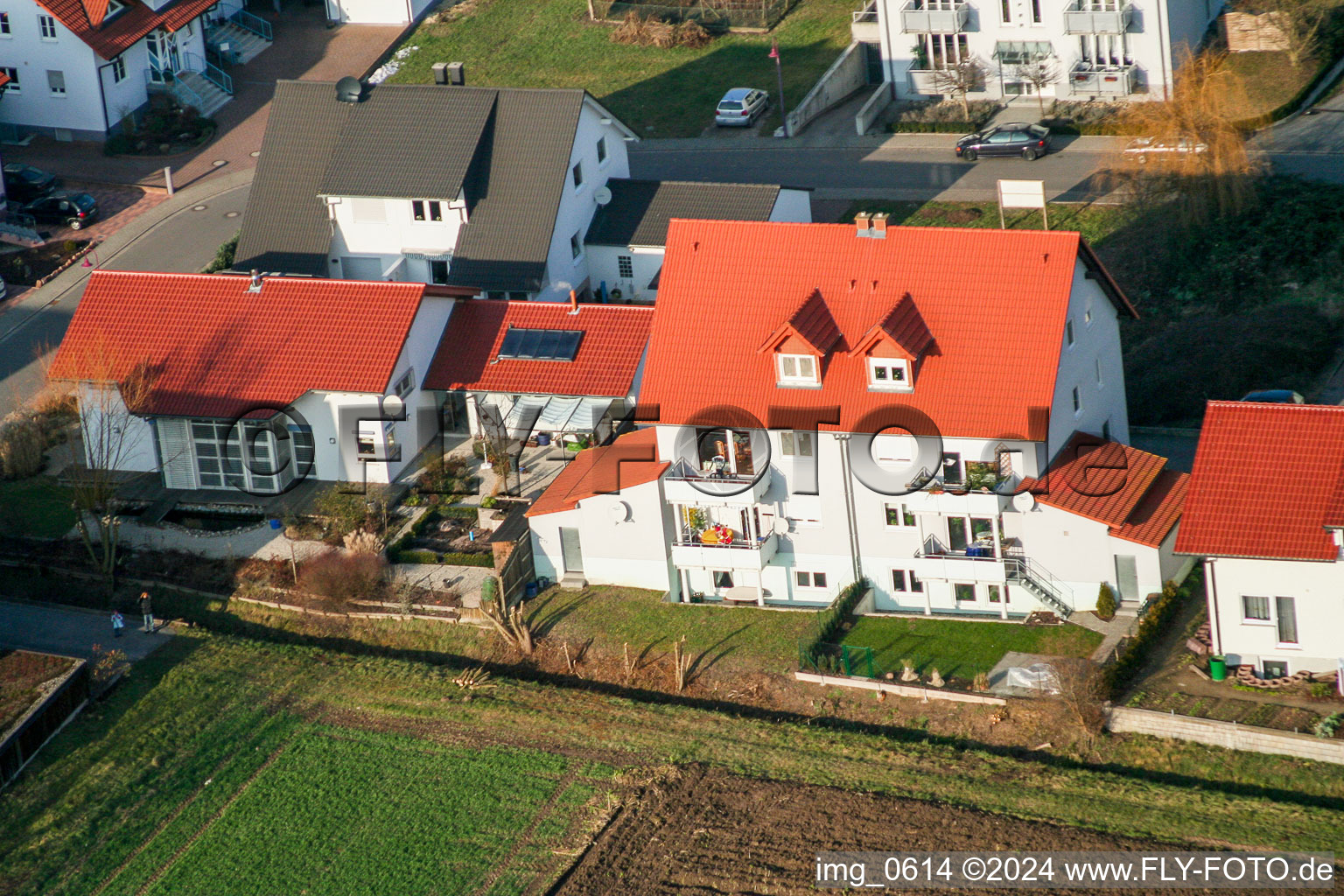 Vue aérienne de Sur la voie de glissement à Freckenfeld dans le département Rhénanie-Palatinat, Allemagne