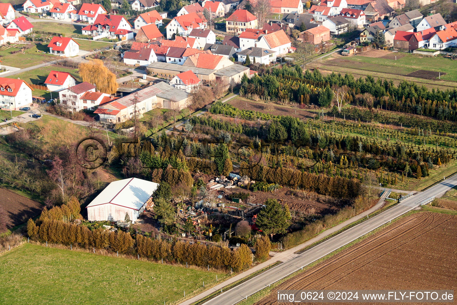 Vue aérienne de Nursery à Freckenfeld dans le département Rhénanie-Palatinat, Allemagne