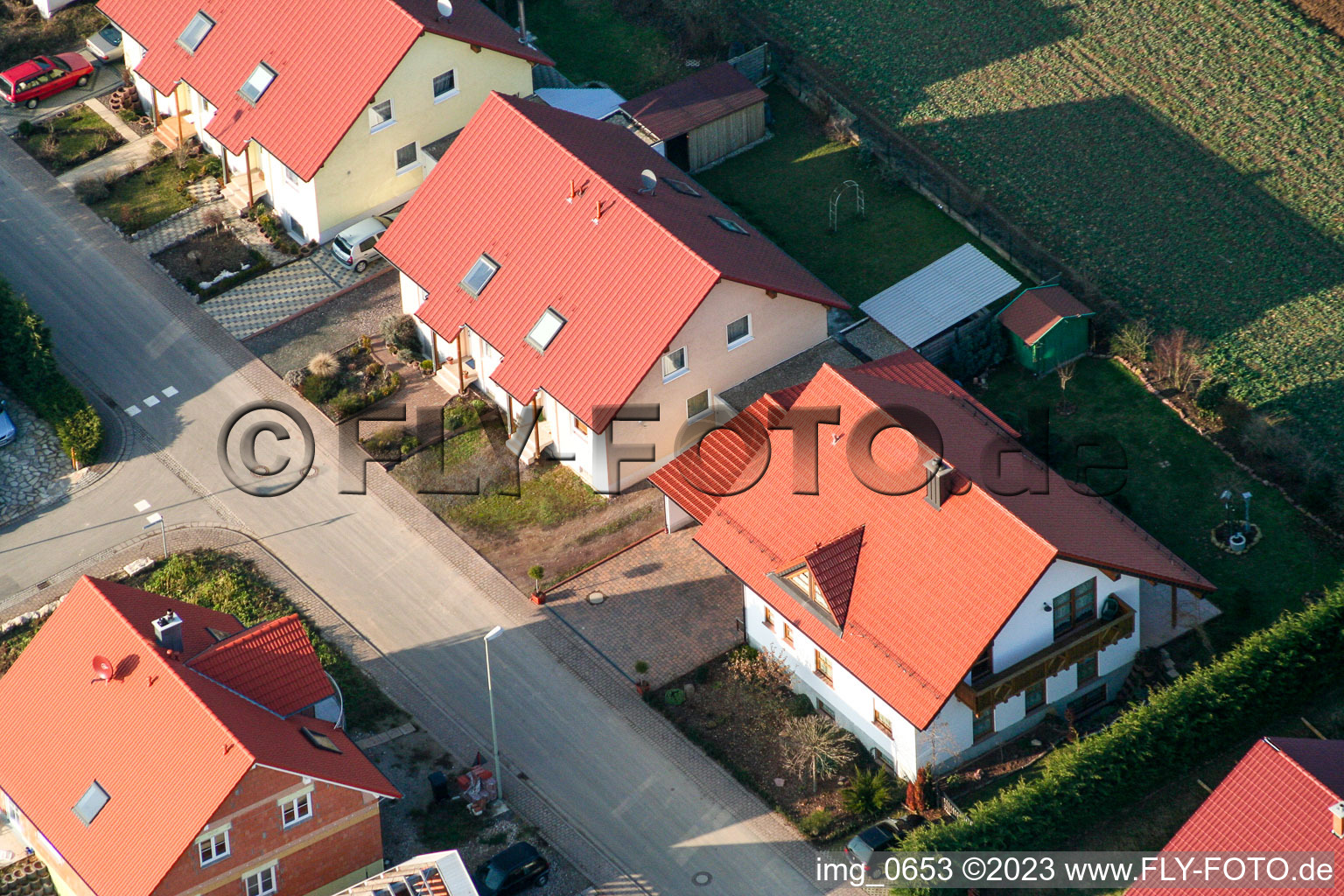Nouvelle zone de développement à Dierbach dans le département Rhénanie-Palatinat, Allemagne vue d'en haut