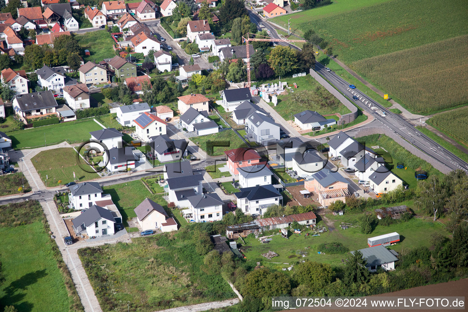 Vue aérienne de Nouvelle zone de développement ouest à Minfeld dans le département Rhénanie-Palatinat, Allemagne