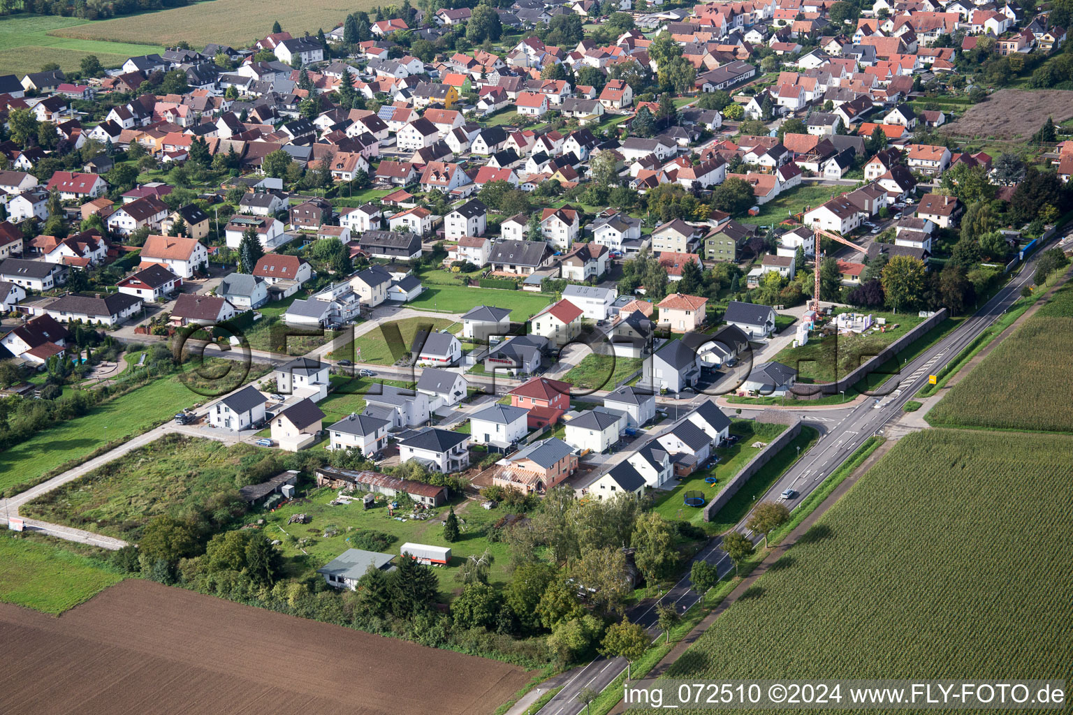 Vue aérienne de Nouvelle zone de développement ouest à Minfeld dans le département Rhénanie-Palatinat, Allemagne