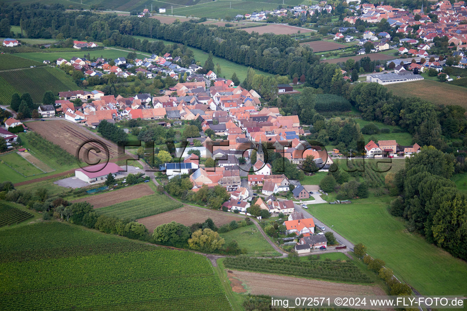 Vue aérienne de Quartier Klingen in Heuchelheim-Klingen dans le département Rhénanie-Palatinat, Allemagne