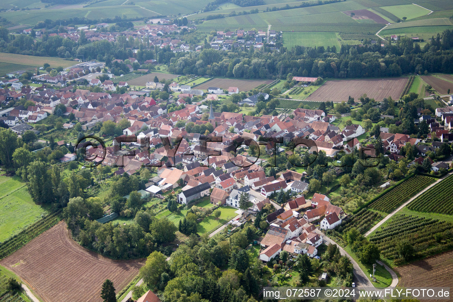 Vue oblique de Quartier Heuchelheim in Heuchelheim-Klingen dans le département Rhénanie-Palatinat, Allemagne