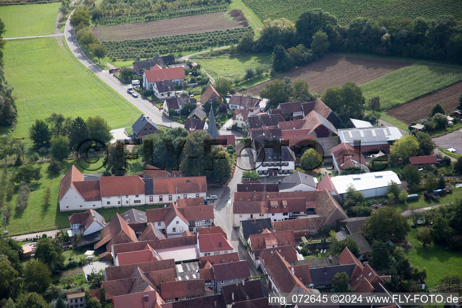 Vue d'oiseau de Quartier Klingen in Heuchelheim-Klingen dans le département Rhénanie-Palatinat, Allemagne