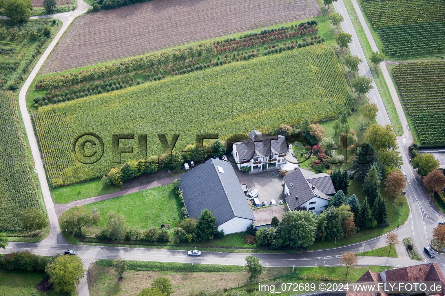 Quartier Heuchelheim in Heuchelheim-Klingen dans le département Rhénanie-Palatinat, Allemagne vue du ciel