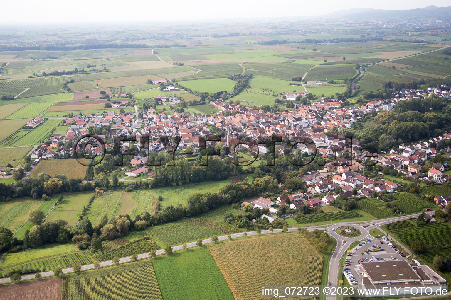 Quartier Appenhofen in Billigheim-Ingenheim dans le département Rhénanie-Palatinat, Allemagne d'en haut