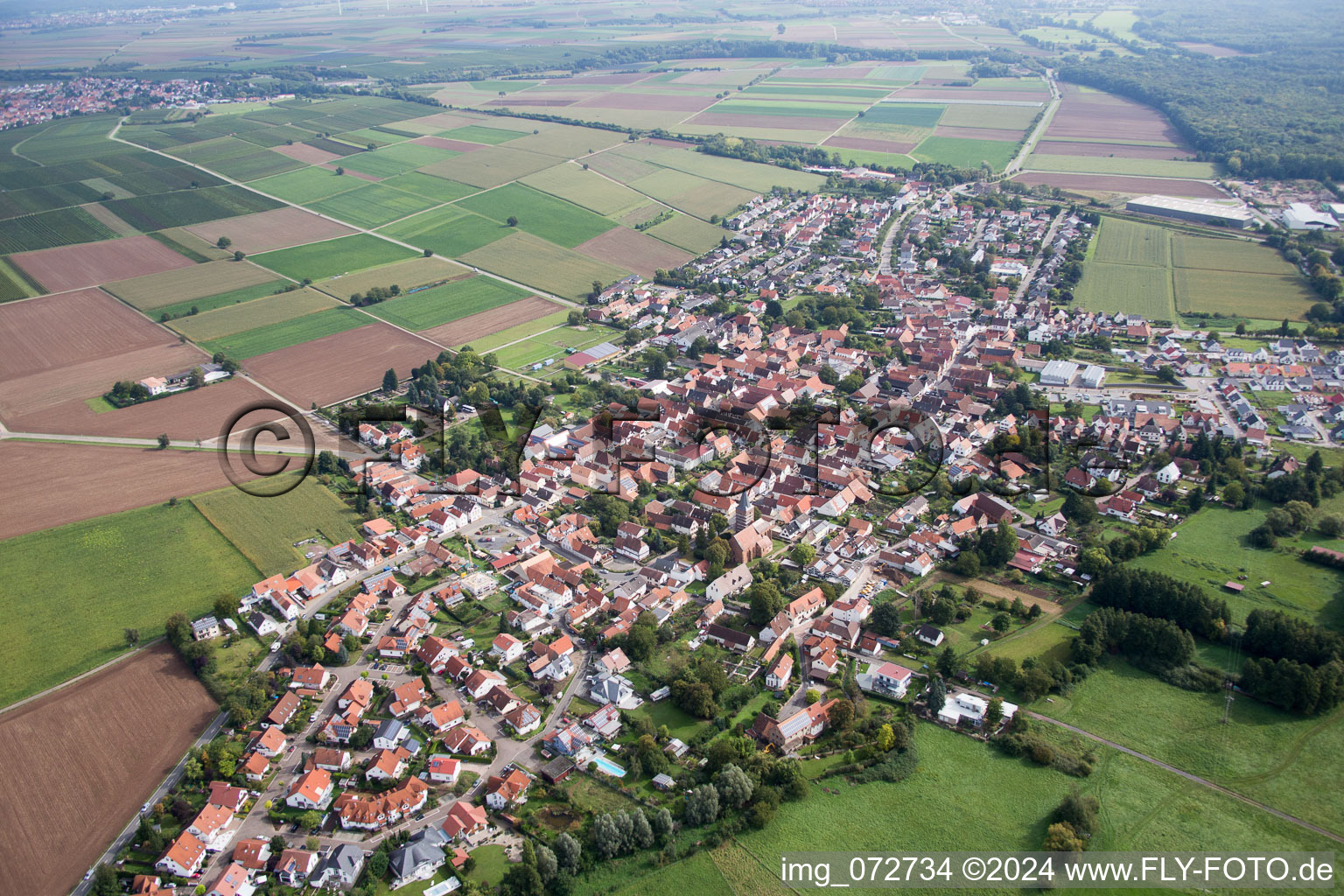 Vue aérienne de Rohrbach dans le département Rhénanie-Palatinat, Allemagne