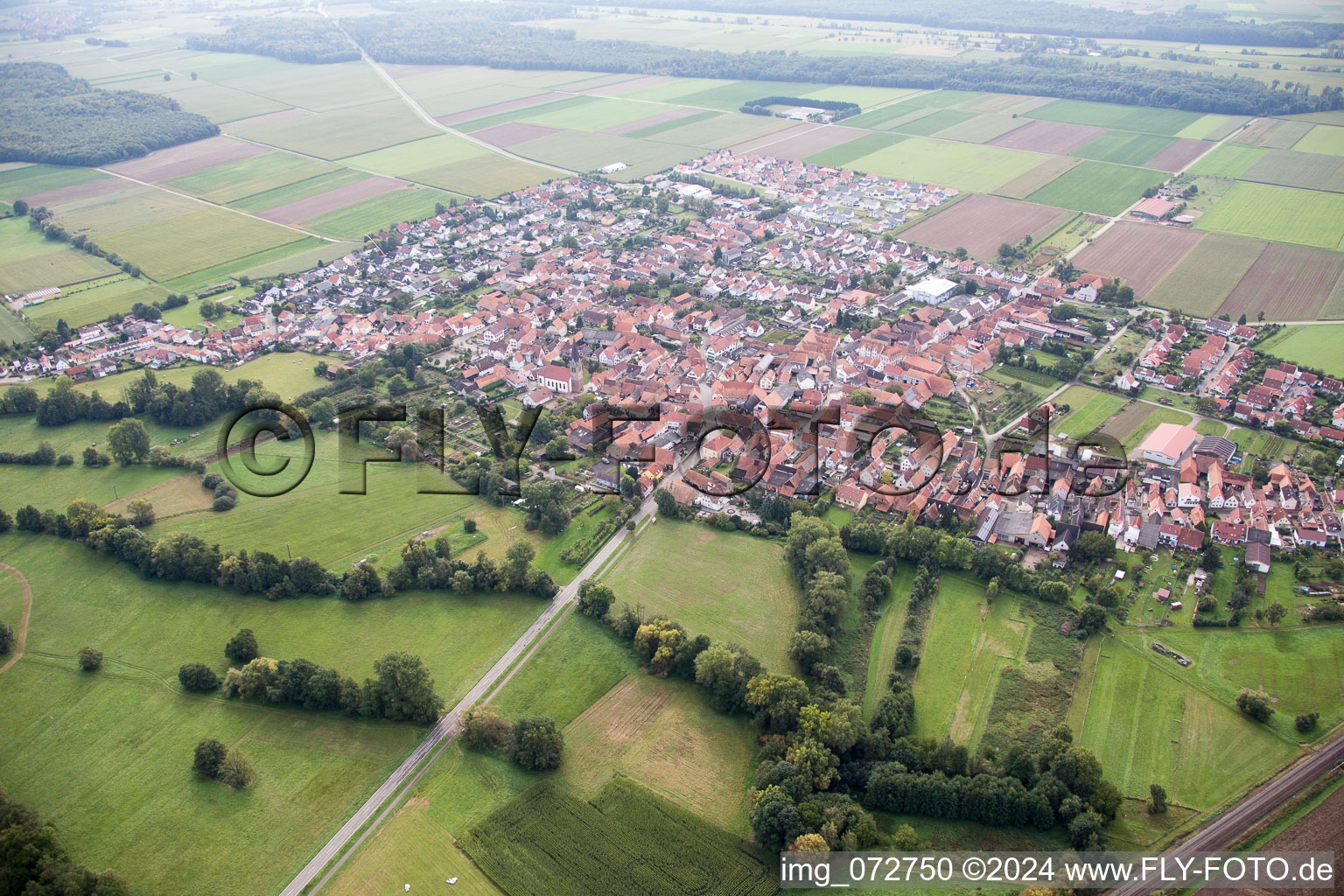 Vue aérienne de Steinweiler dans le département Rhénanie-Palatinat, Allemagne