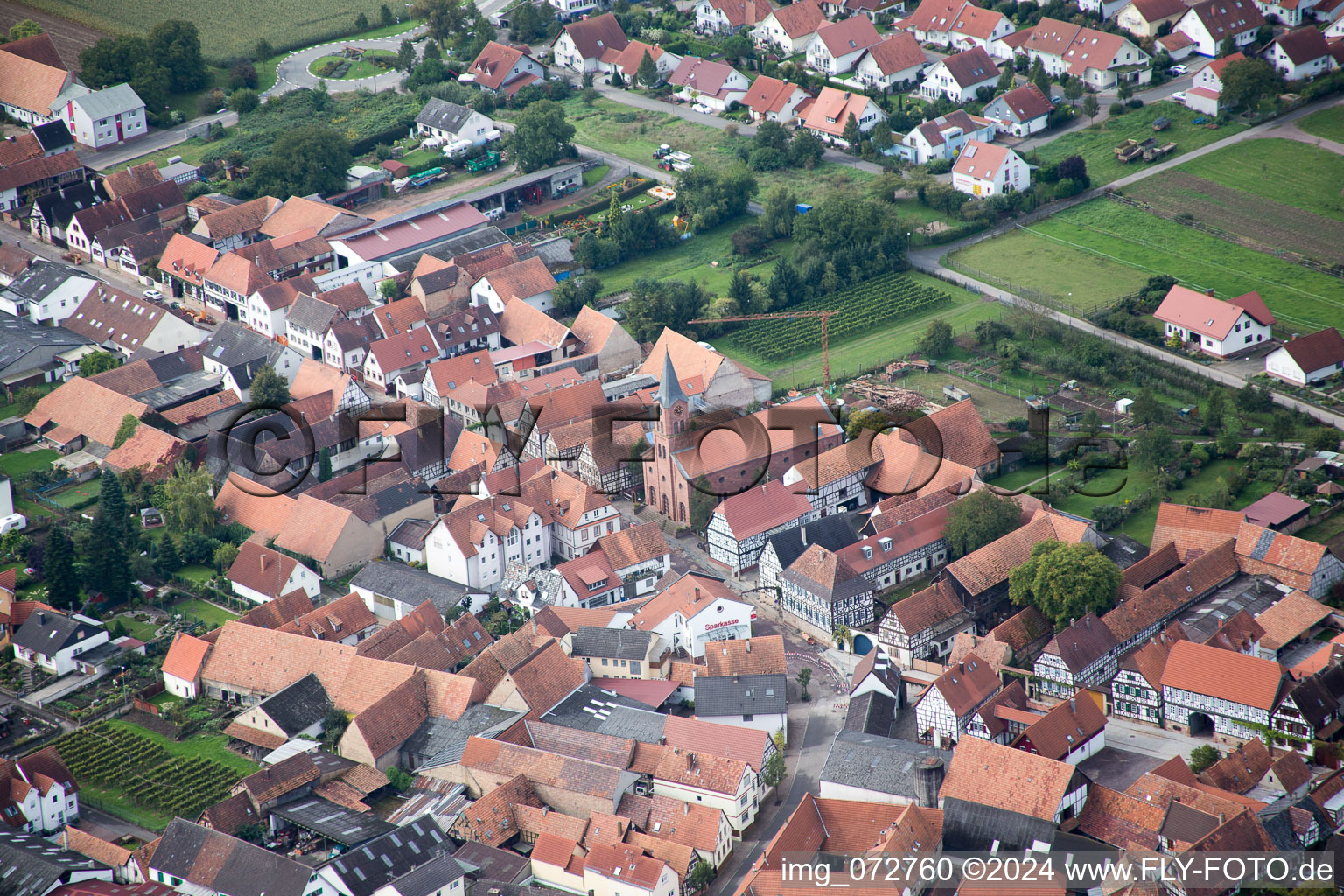 Vue oblique de Steinweiler dans le département Rhénanie-Palatinat, Allemagne