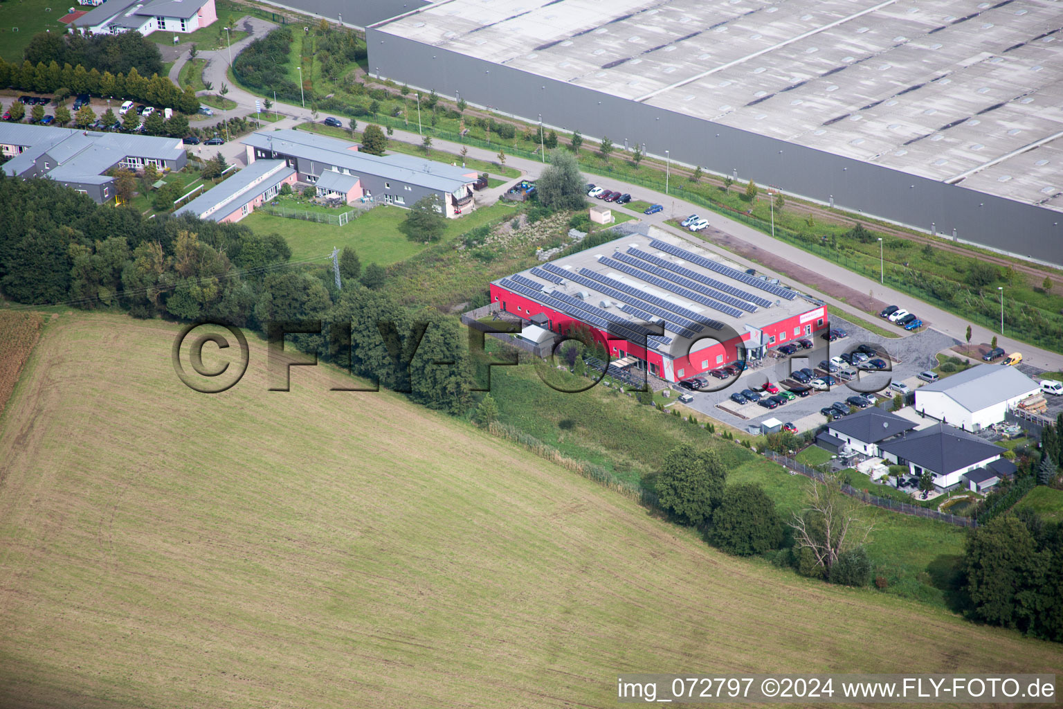 Zone industrielle de Horst à le quartier Minderslachen in Kandel dans le département Rhénanie-Palatinat, Allemagne vue d'en haut