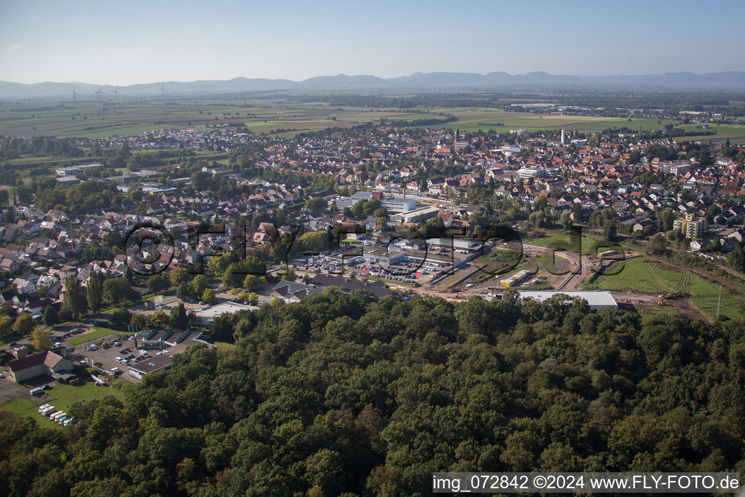 Vue d'oiseau de Kandel dans le département Rhénanie-Palatinat, Allemagne