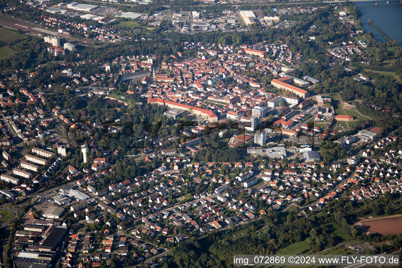 Vue oblique de Germersheim dans le département Rhénanie-Palatinat, Allemagne