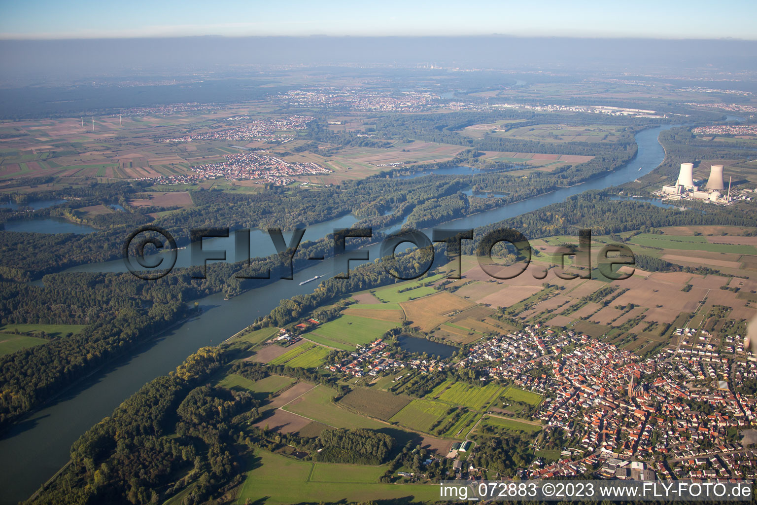 Vue aérienne de Quartier Rheinsheim in Philippsburg dans le département Bade-Wurtemberg, Allemagne