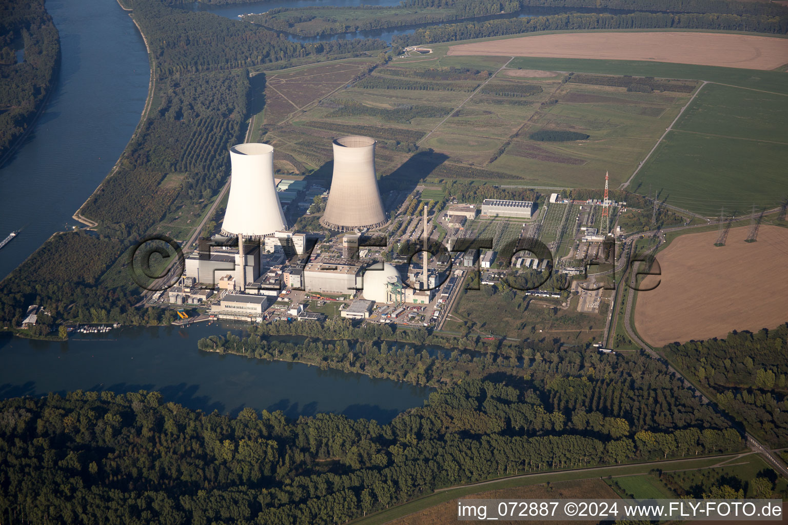 Vue aérienne de Philippsburg dans le département Bade-Wurtemberg, Allemagne