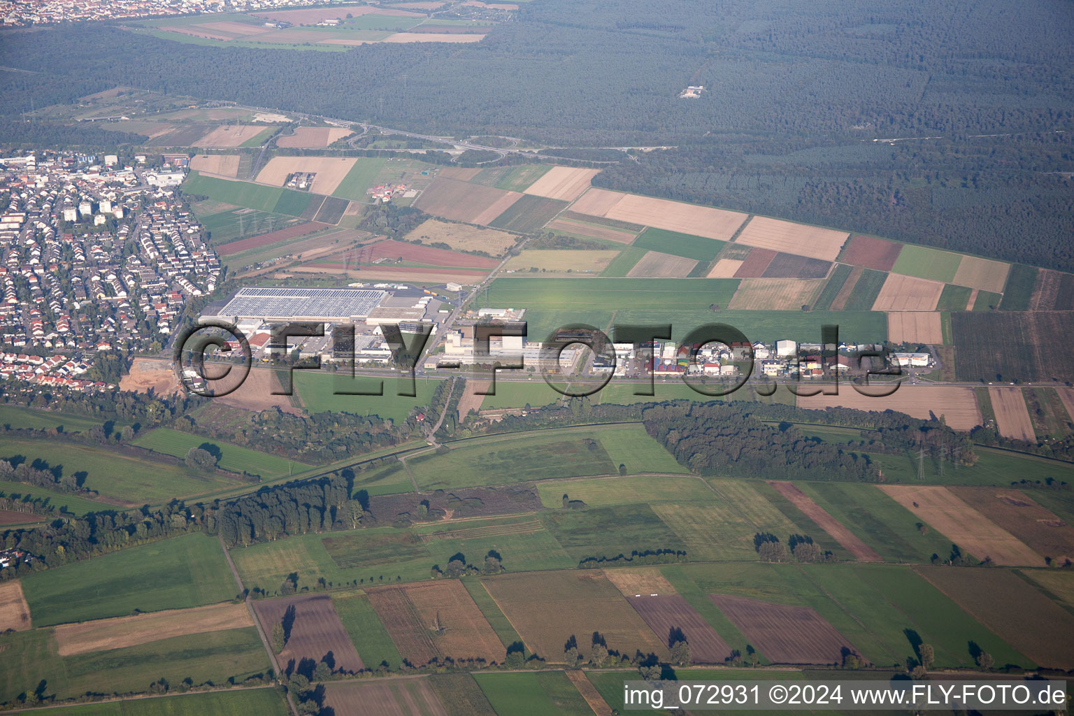 Vue aérienne de Ketsch dans le département Bade-Wurtemberg, Allemagne