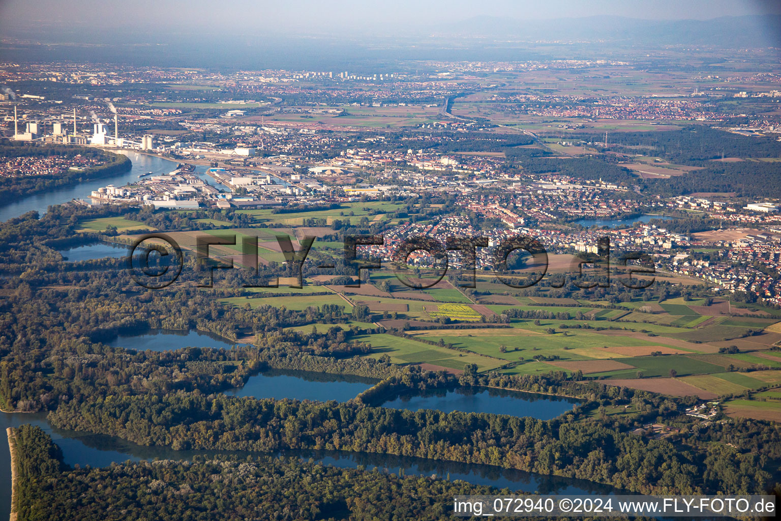 Vue aérienne de Schwetzinger Wiesen-Edinger Ried à Schwetzingen dans le département Bade-Wurtemberg, Allemagne