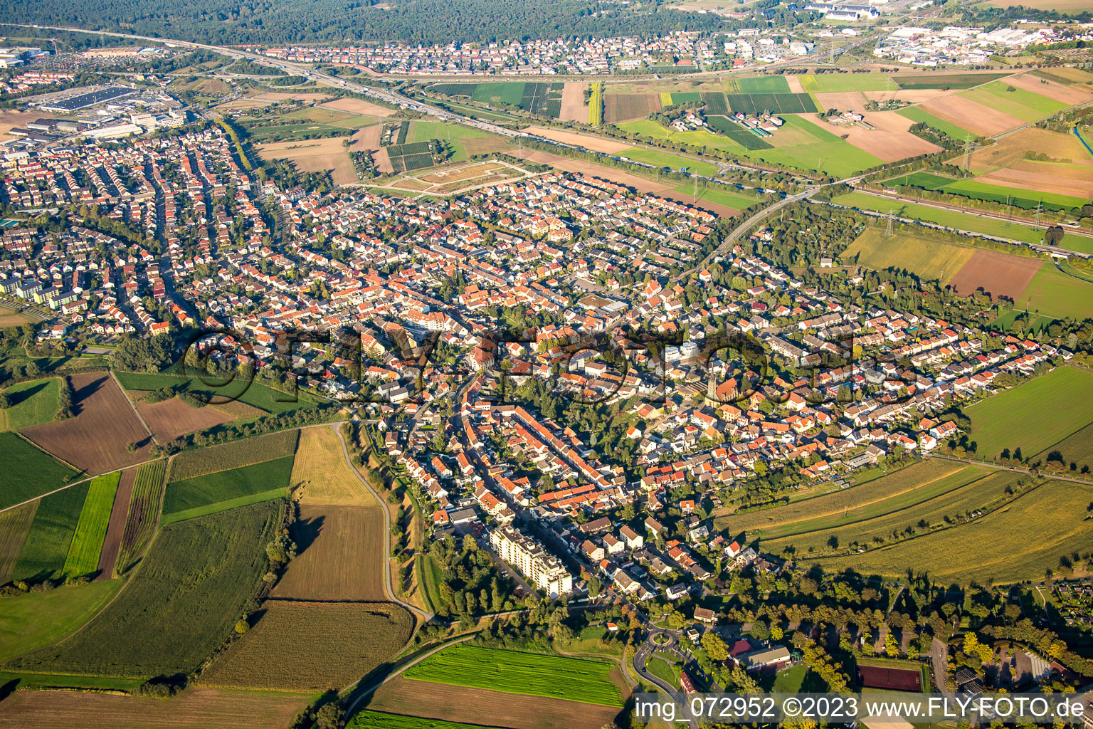 Vue aérienne de Brühl dans le département Bade-Wurtemberg, Allemagne
