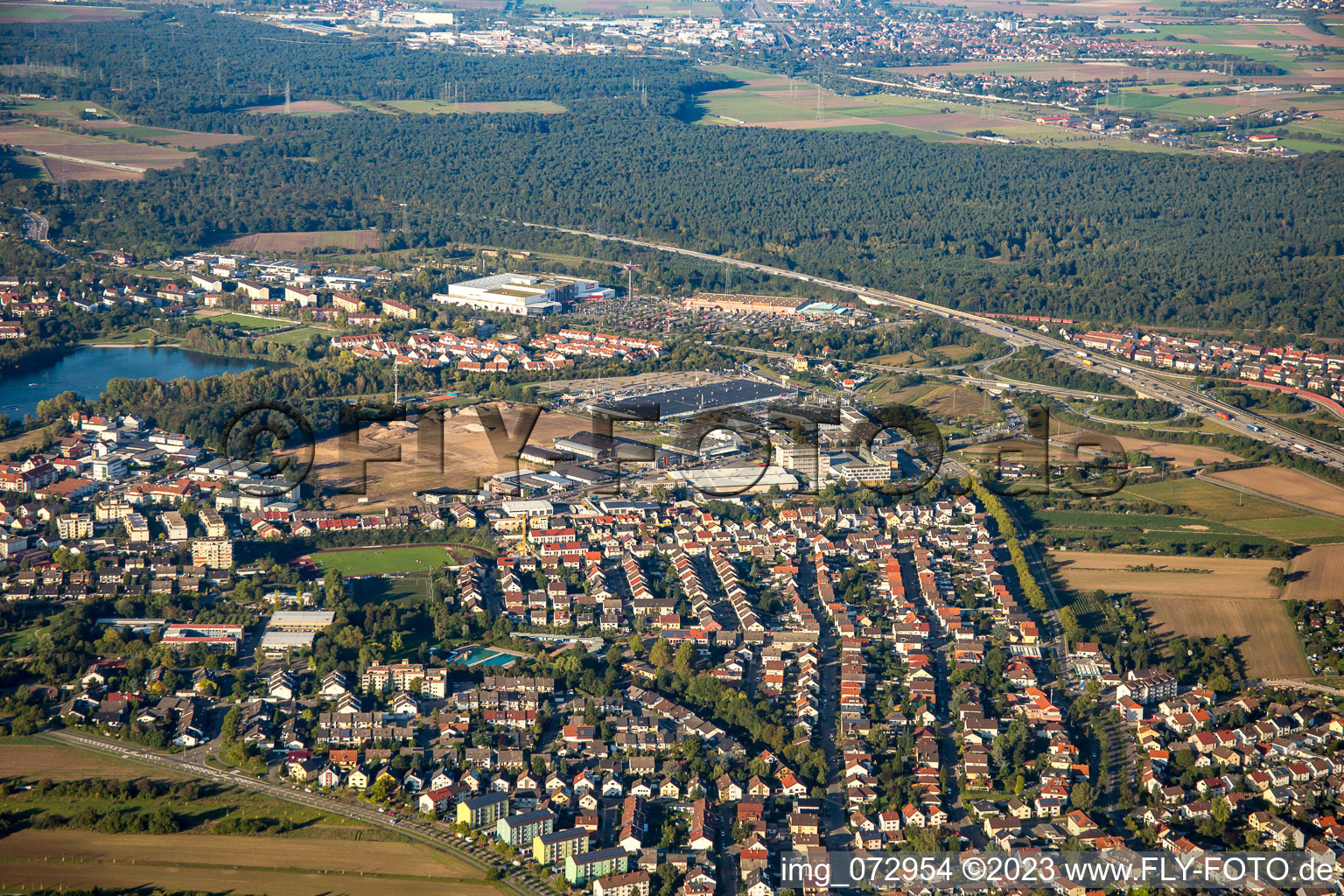 Photographie aérienne de Zone commerciale Schütte-Lanz-Park à Brühl dans le département Bade-Wurtemberg, Allemagne