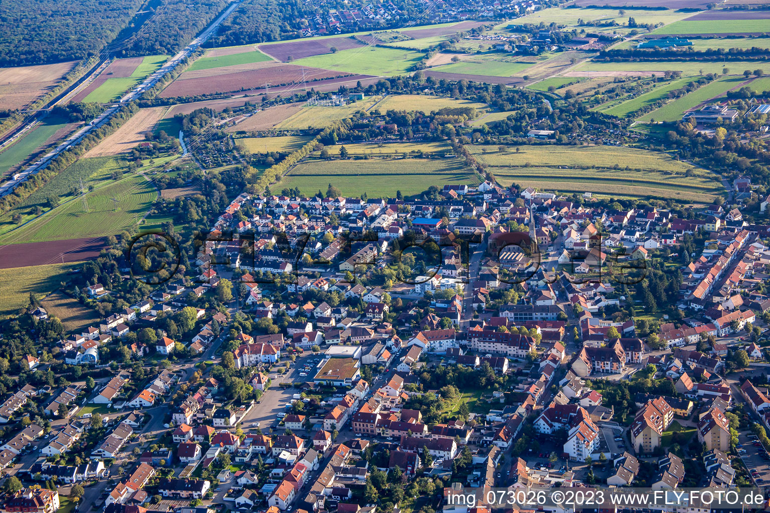 Vue aérienne de Brühl dans le département Bade-Wurtemberg, Allemagne